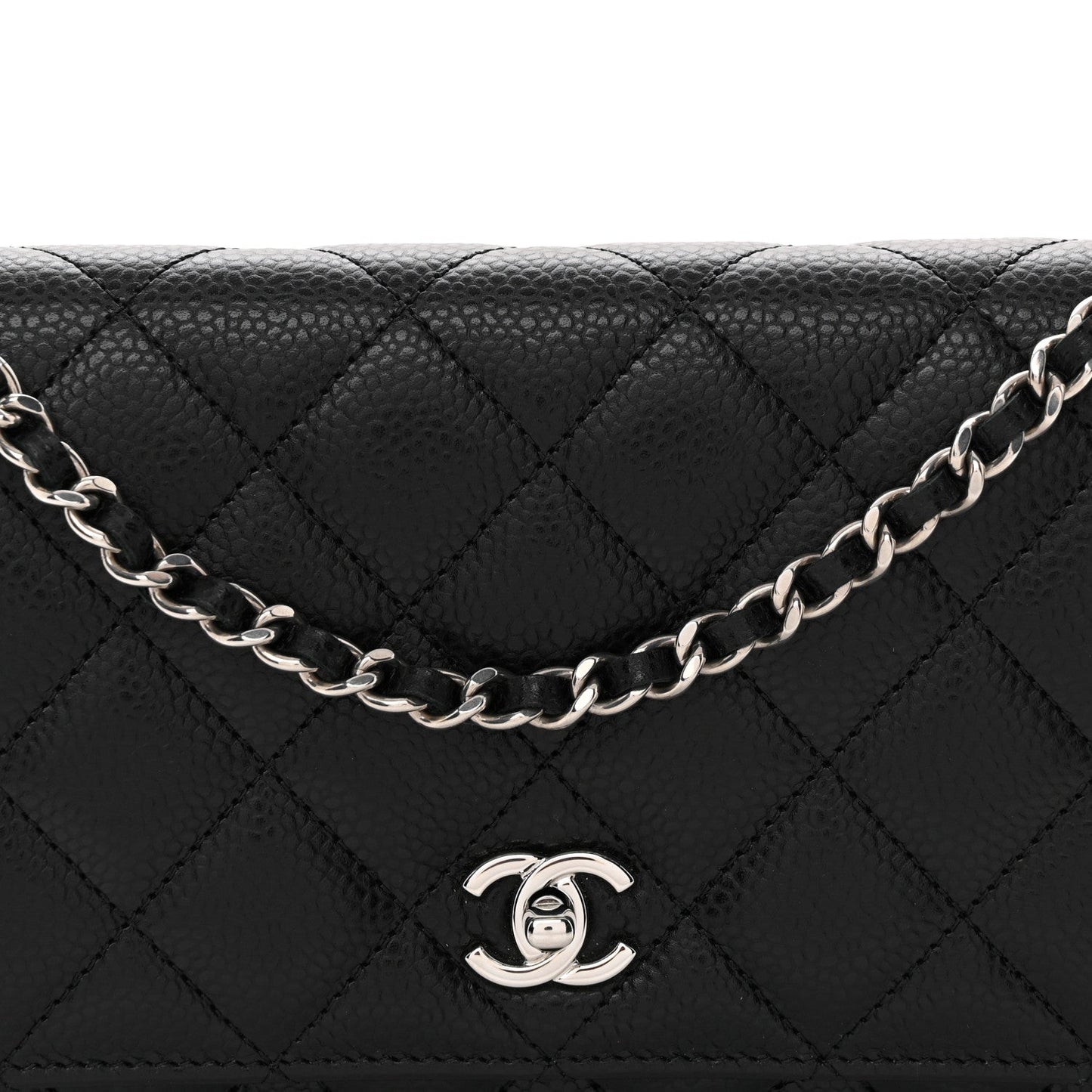 Caviar Quilted CC Turnlock Wallet On Chain WOC Black