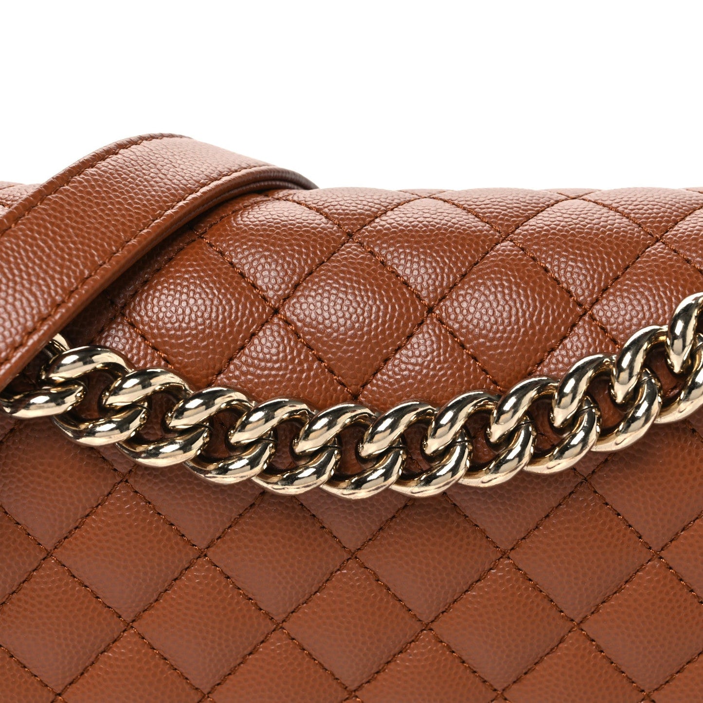 Caviar Quilted Medium Boy Flap Brown