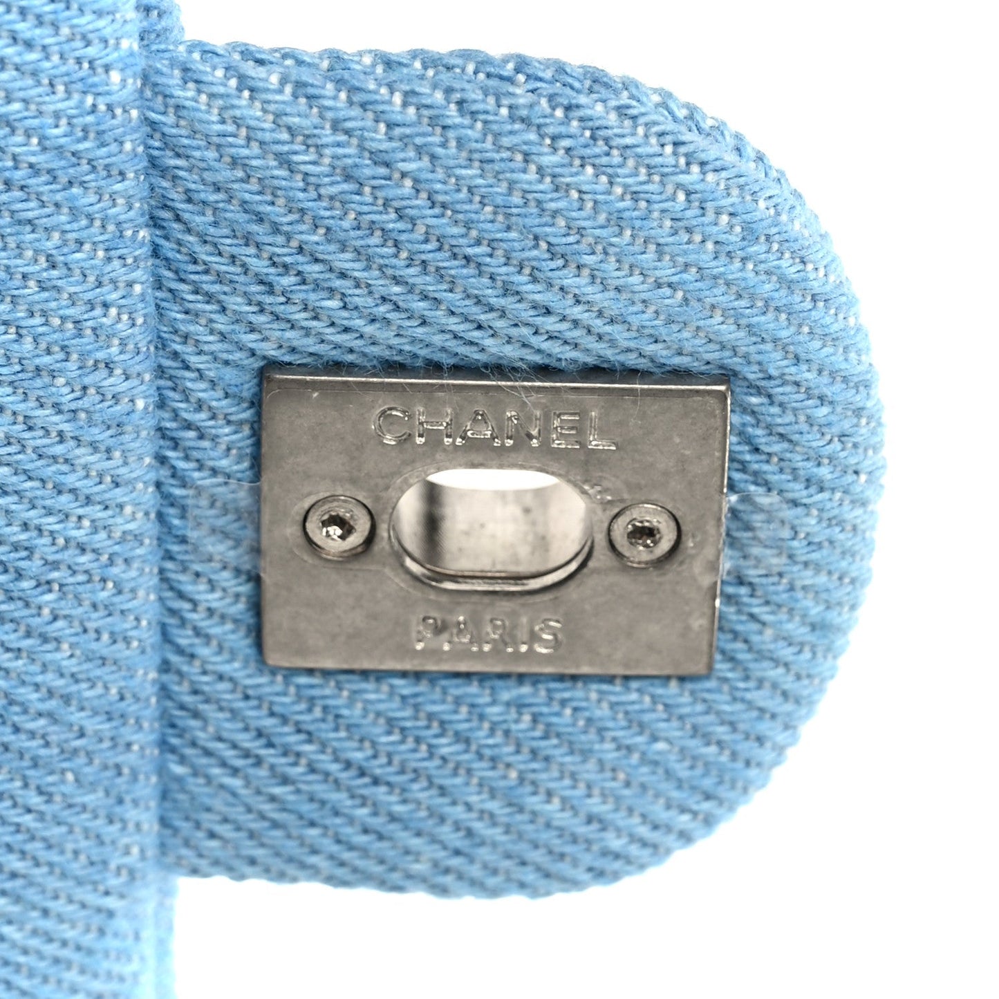 Denim Quilted Sweetheart Mini Flap Blue