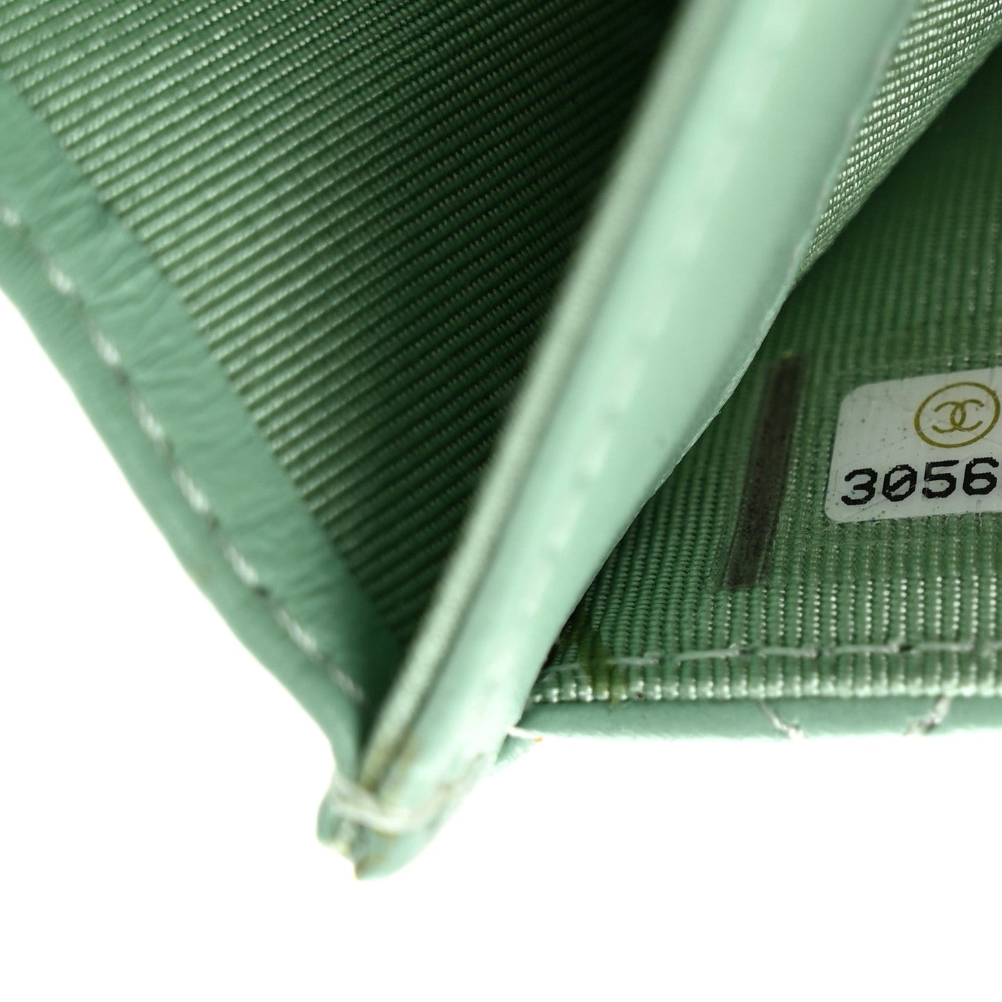 Lambskin Quilted Flap Card Holder Wallet Green