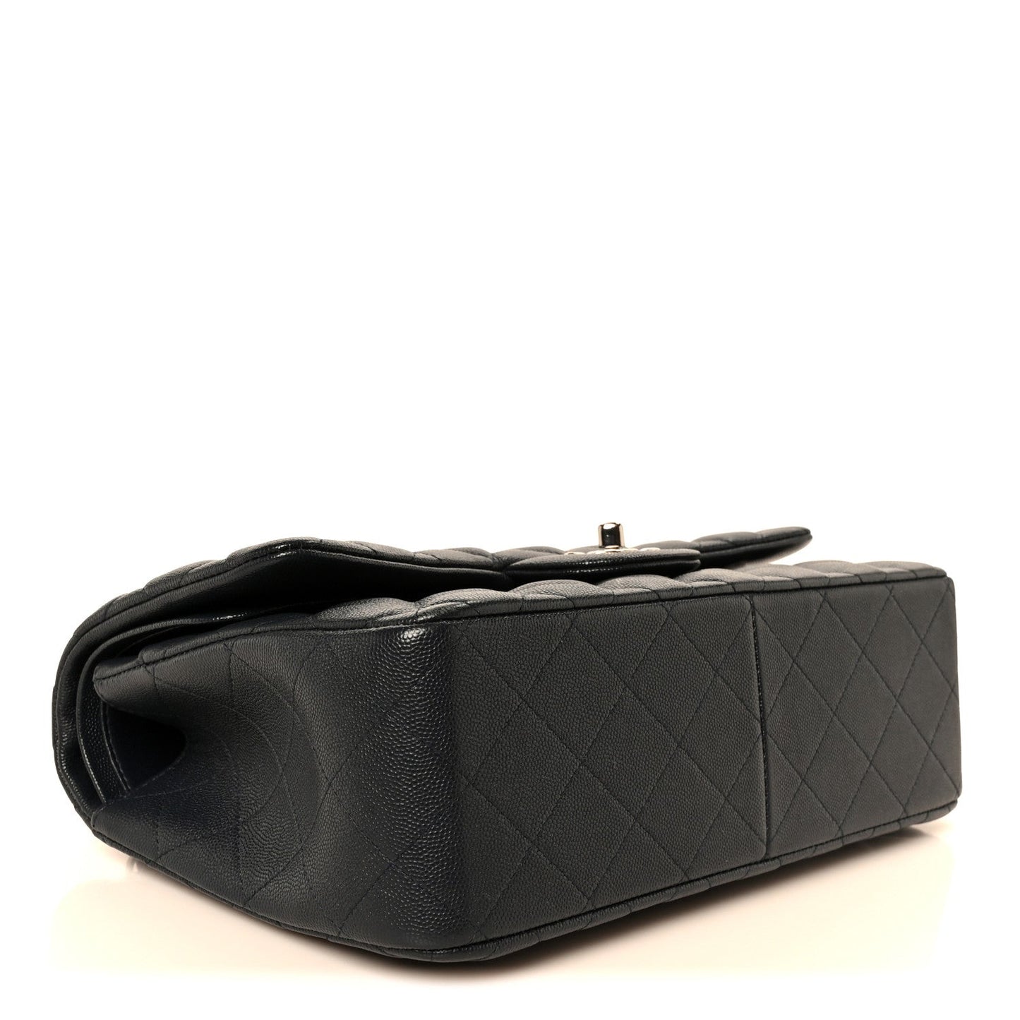 Caviar Quilted Jumbo Double Flap Navy Blue