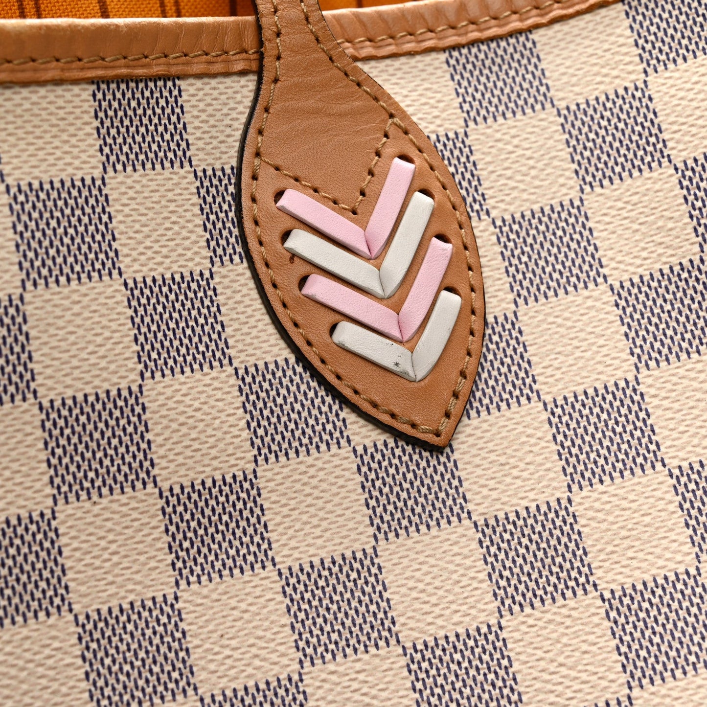 Damier Azur Braided Neverfull MM Orange
