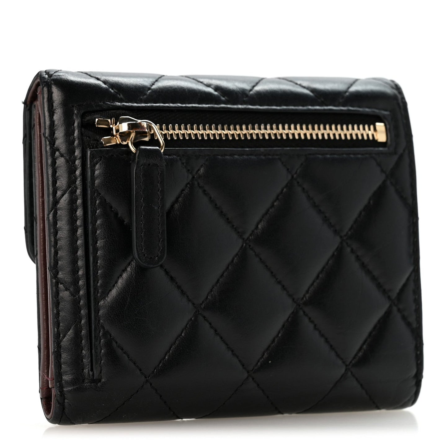 Aged Calfskin Quilted Reissue Compact Wallet Black