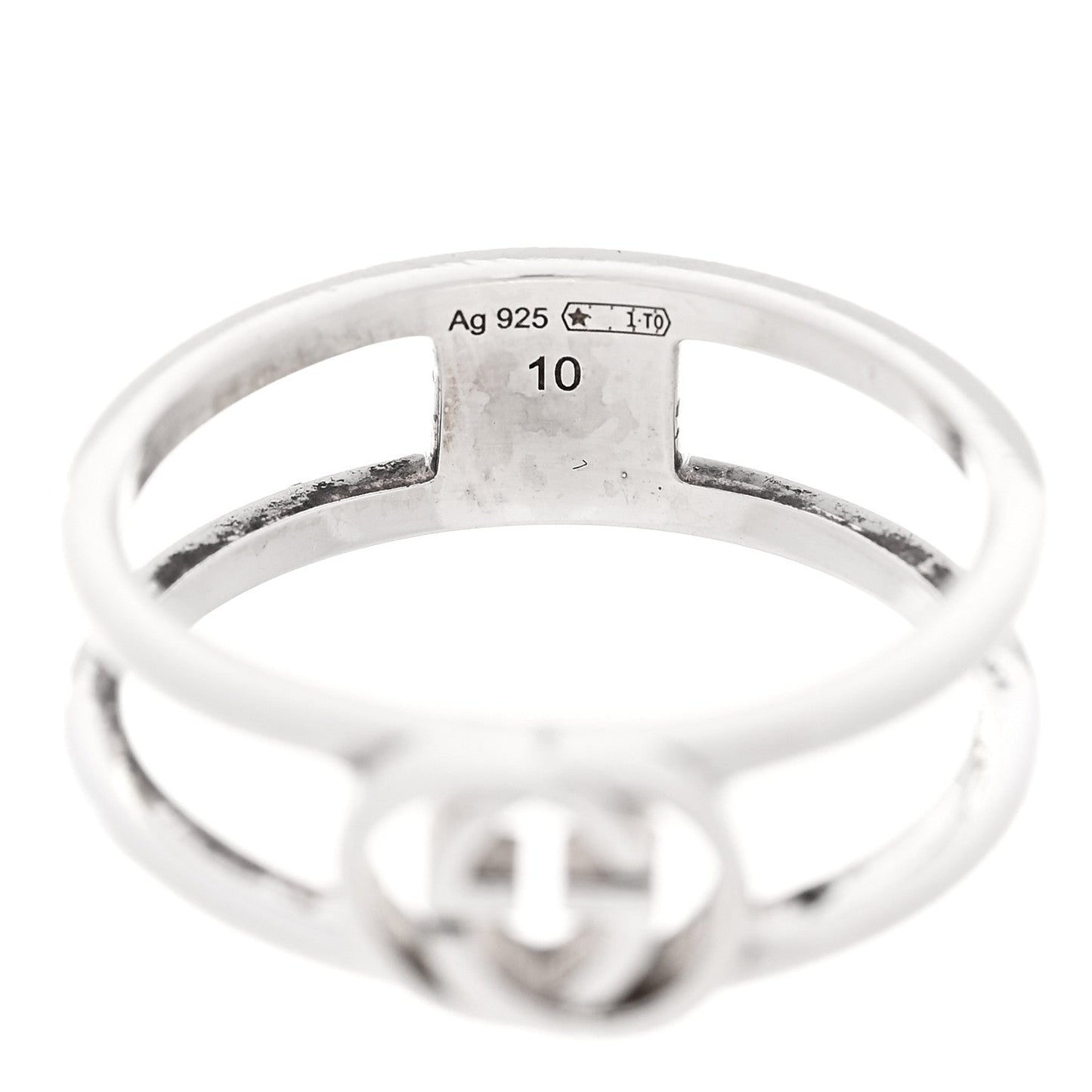 Sterling Silver 6mm Interlocking G Open Band Ring 50 5.25