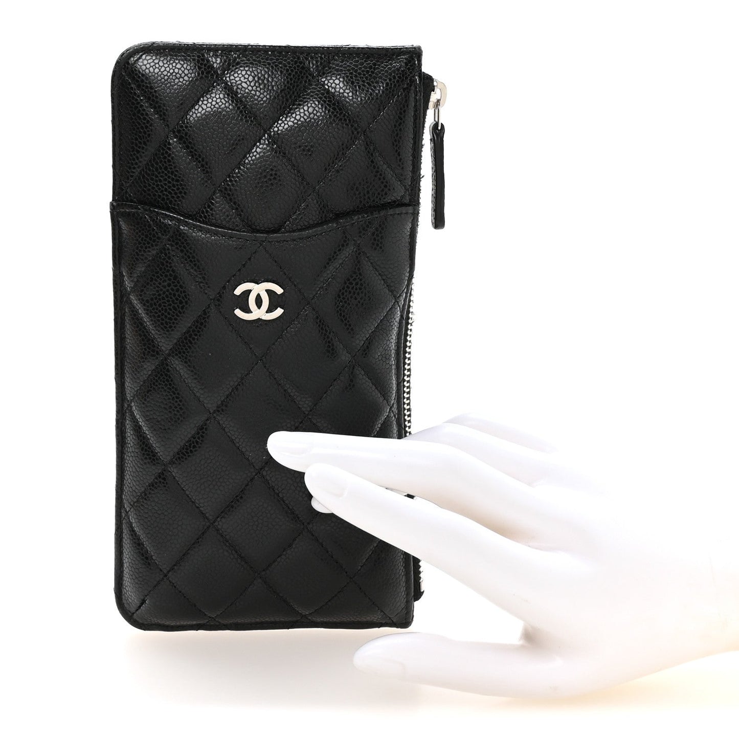Caviar Quilted Classic iPhone Pouch Black