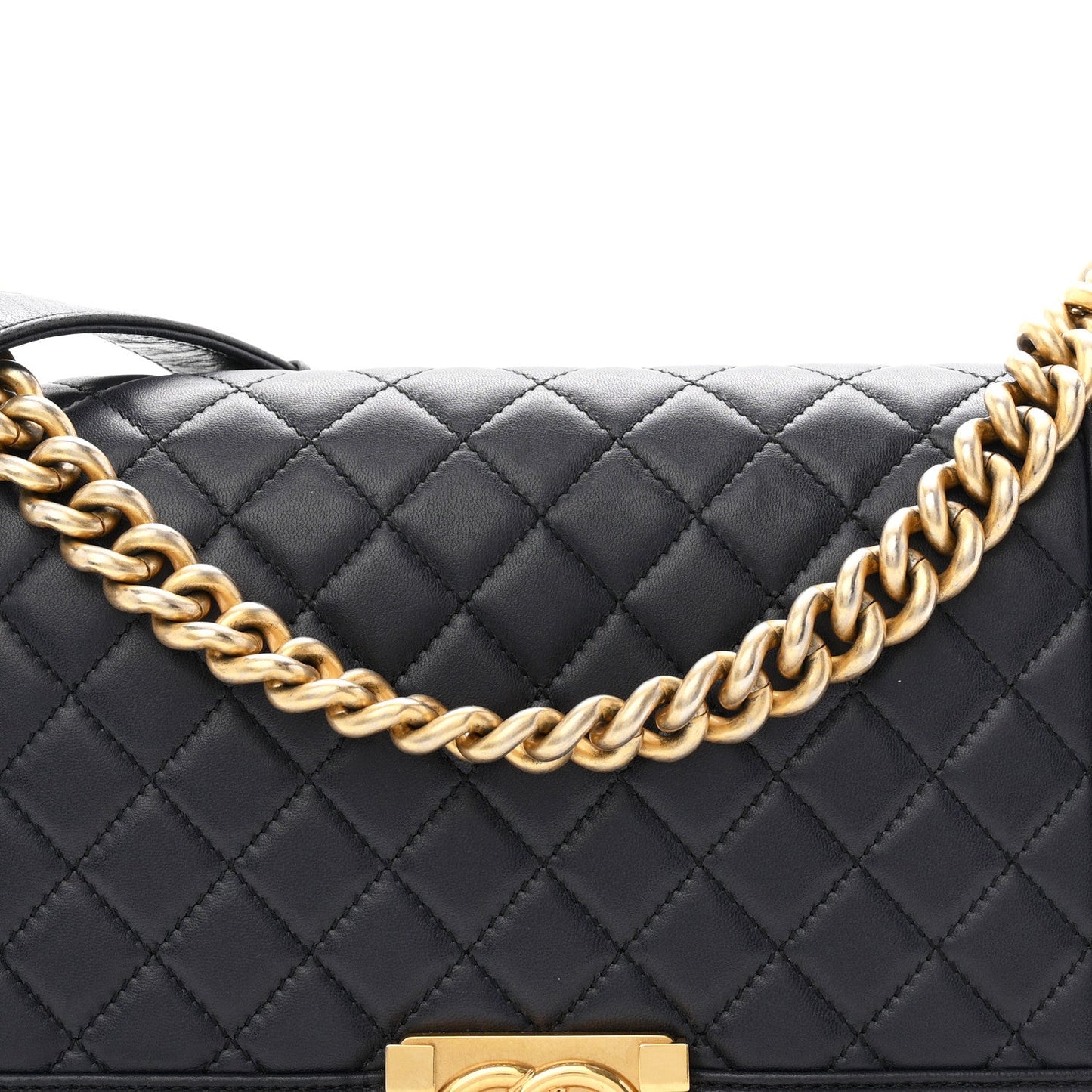 Lambskin Quilted Medium Boy Flap Navy