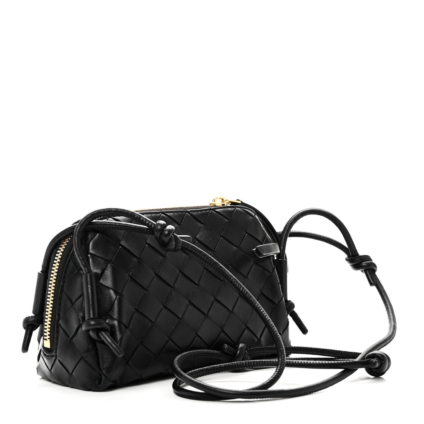 Calfskin Intrecciato Small Loop Top Handle Black