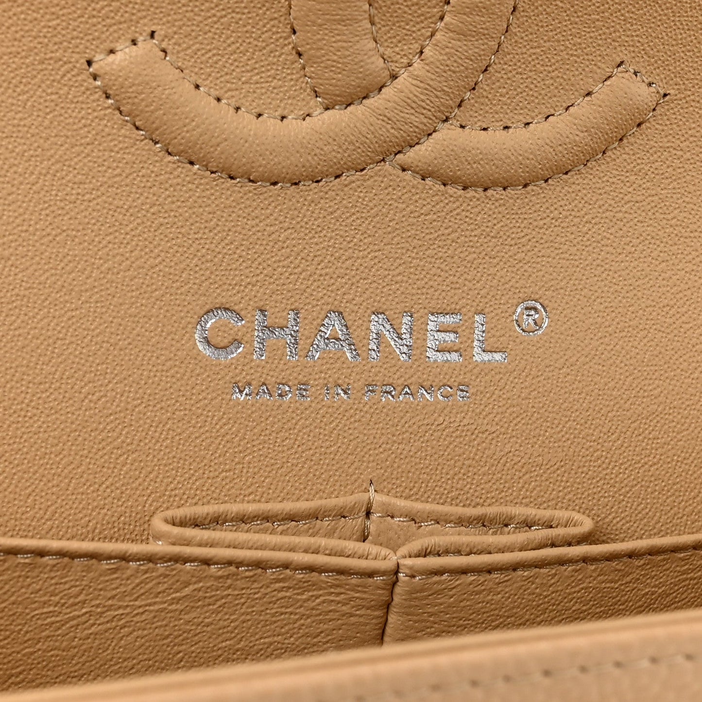 Caviar Quilted Small Double Flap Beige