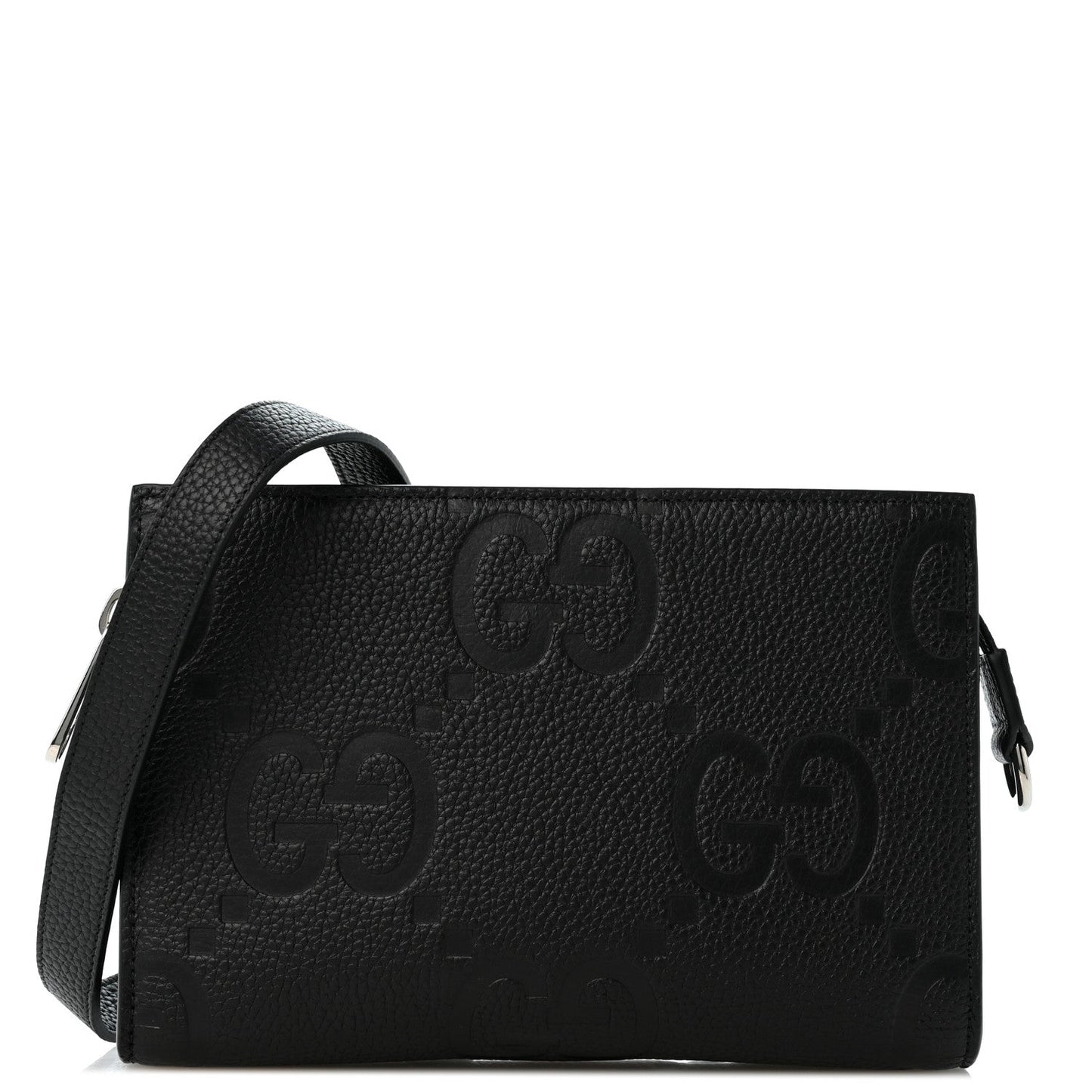 Monogram Jumbo GG Textured Dollar Calfskin Crossbody Bag Black