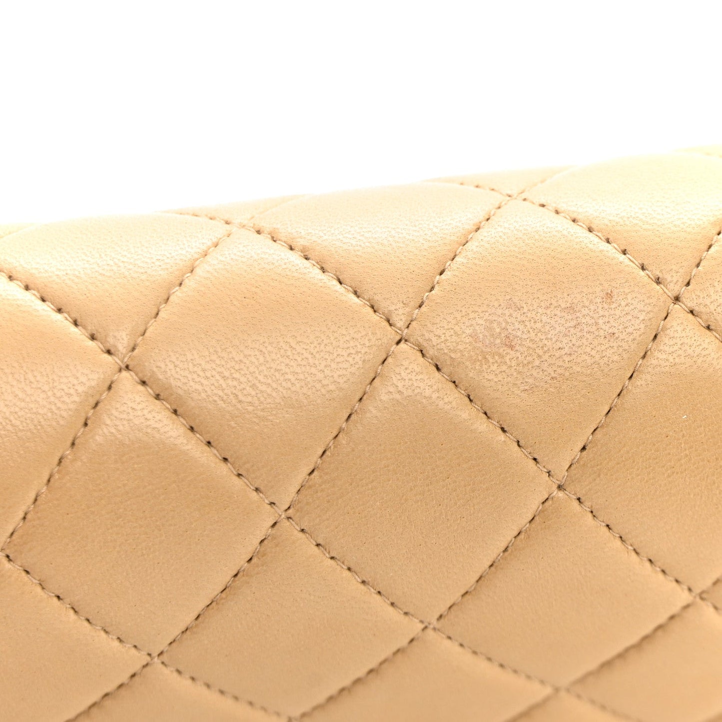 Lambskin Quilted Medium Double Flap Beige