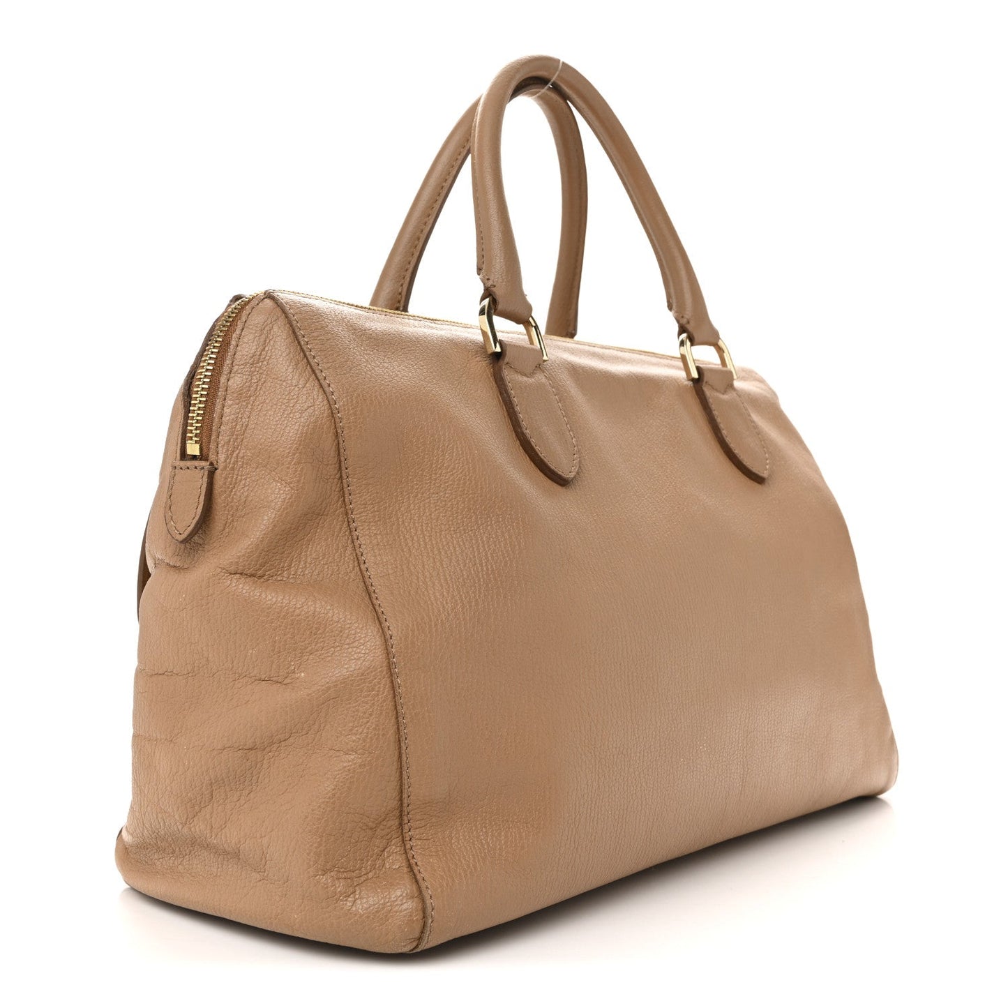 Glossy Goatskin Medium Del Rey Satchel Fudge