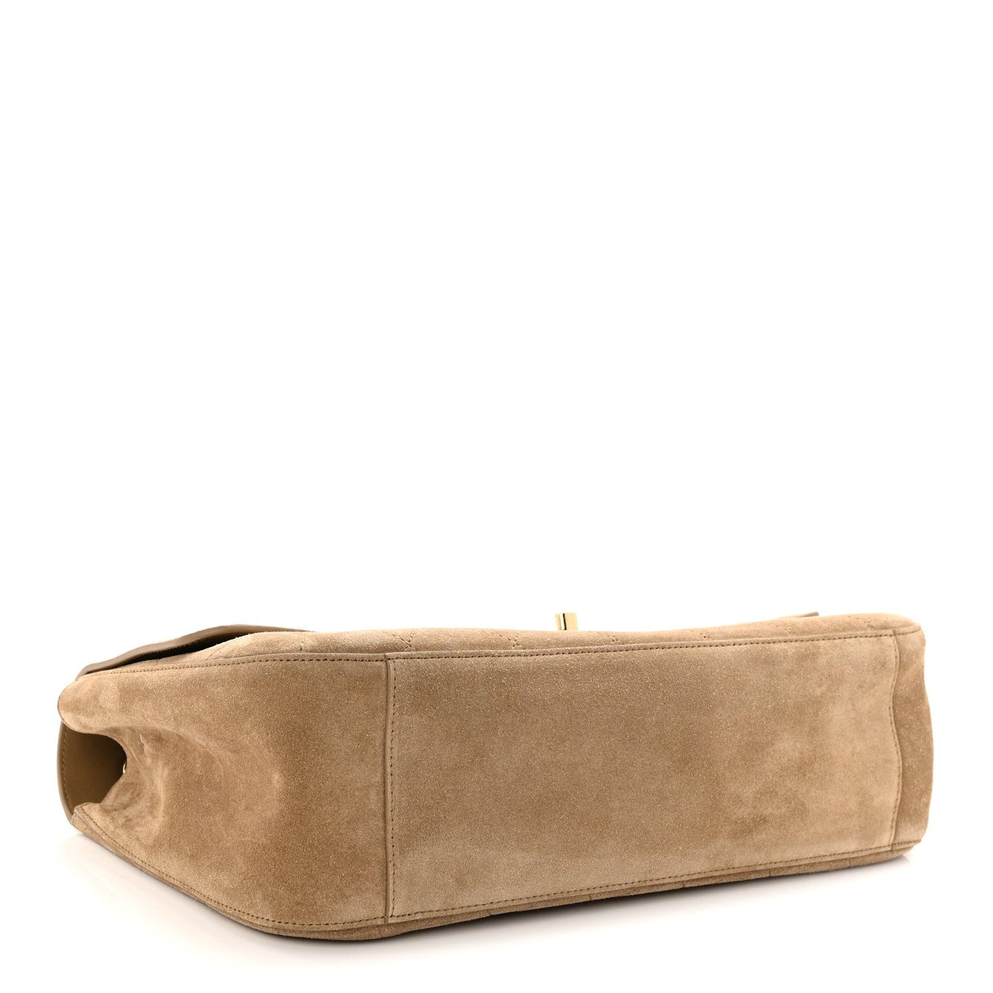 Suede Calfskin Small Souplissimo Maxi Flap Dark Beige