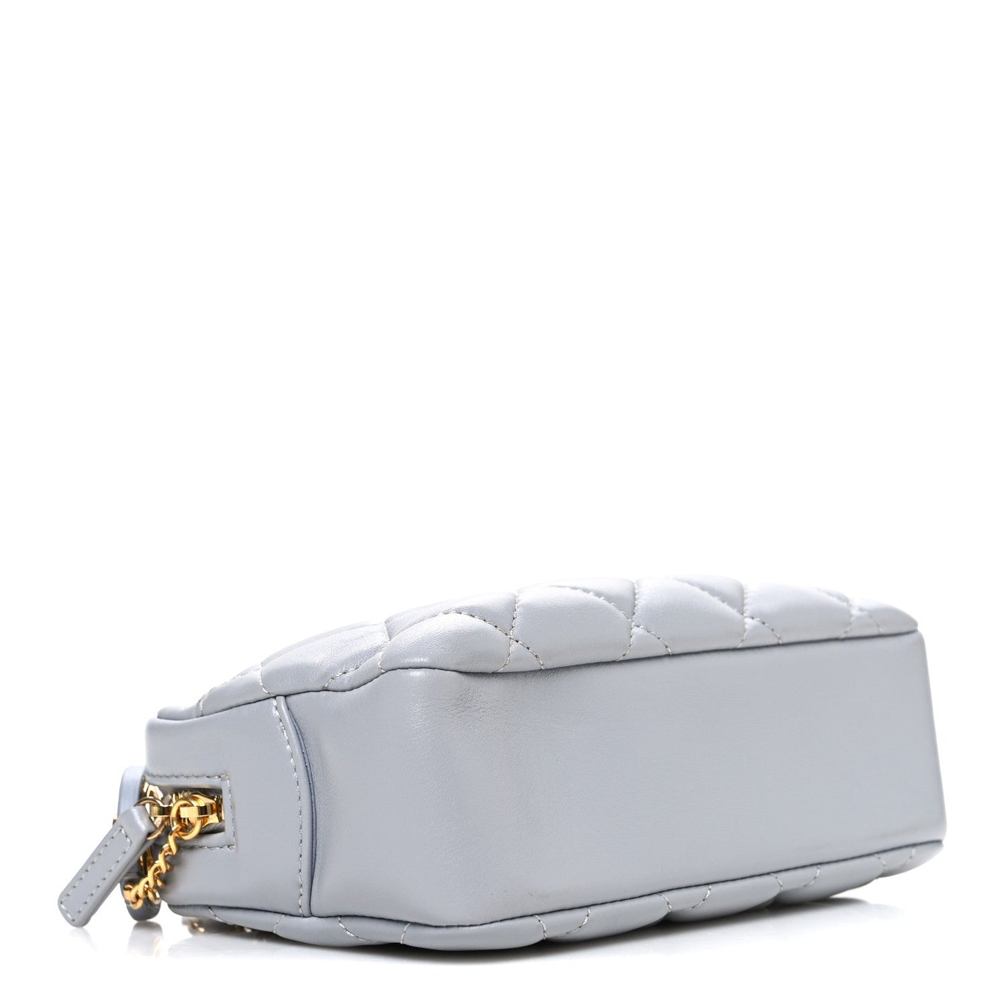 Lambskin Quilted Mini Camera Case  Grey