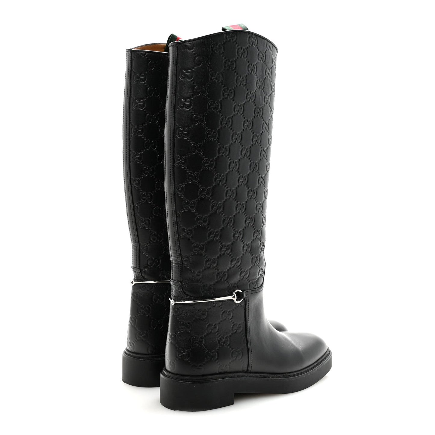 Guccissima Michelangelo Slim Horsebit Riding Boots 37 Black