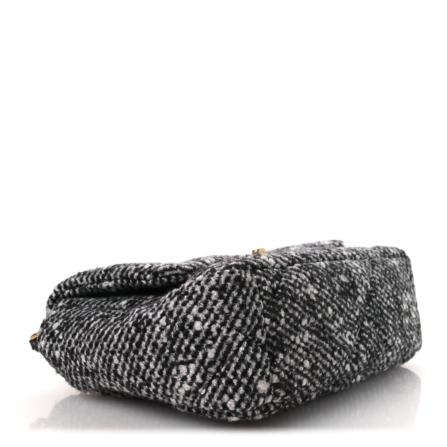 Tweed Quilted Medium Chanel 19 Flap Black White