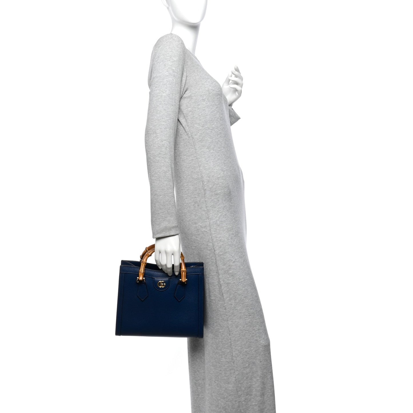 Textured Dollar Calfskin Web Small Diana Tote Bag Royal Crop
