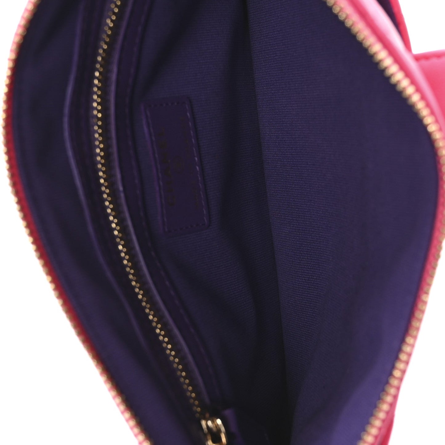Lambskin Quilted Sunset Boulevard Pouch Case Pink Purple