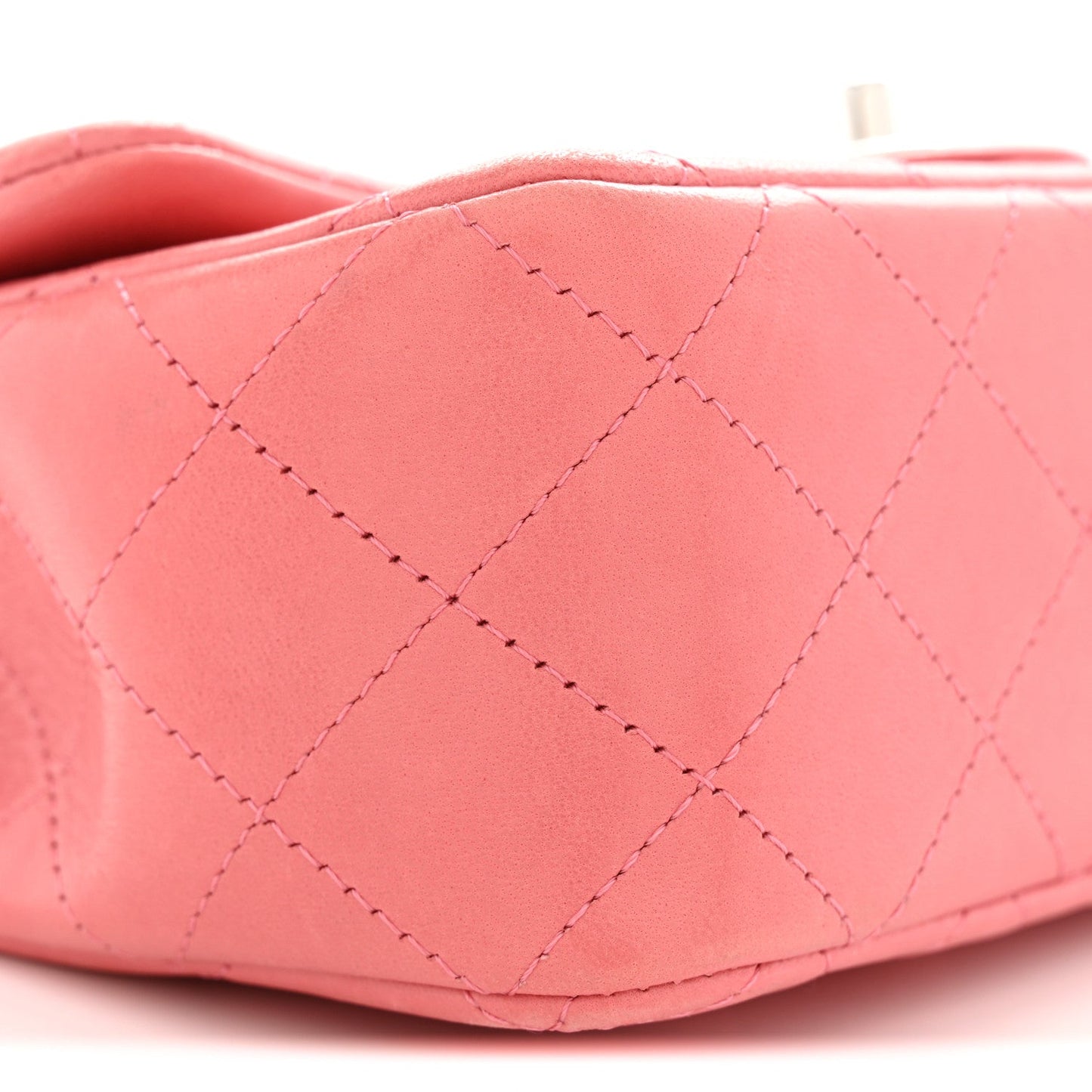 Lambskin Quilted Mini Rectangular Flap Pink
