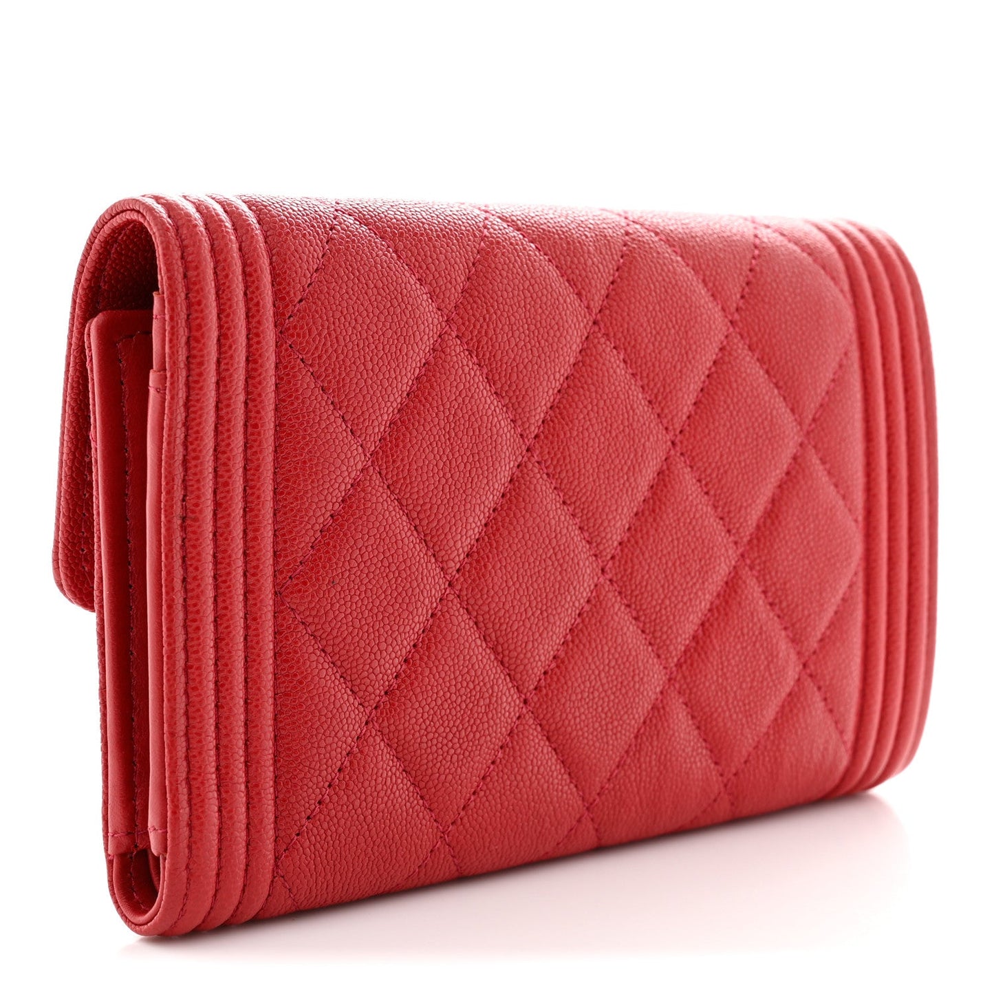 Caviar Quilted Medium Boy Flap Wallet Red