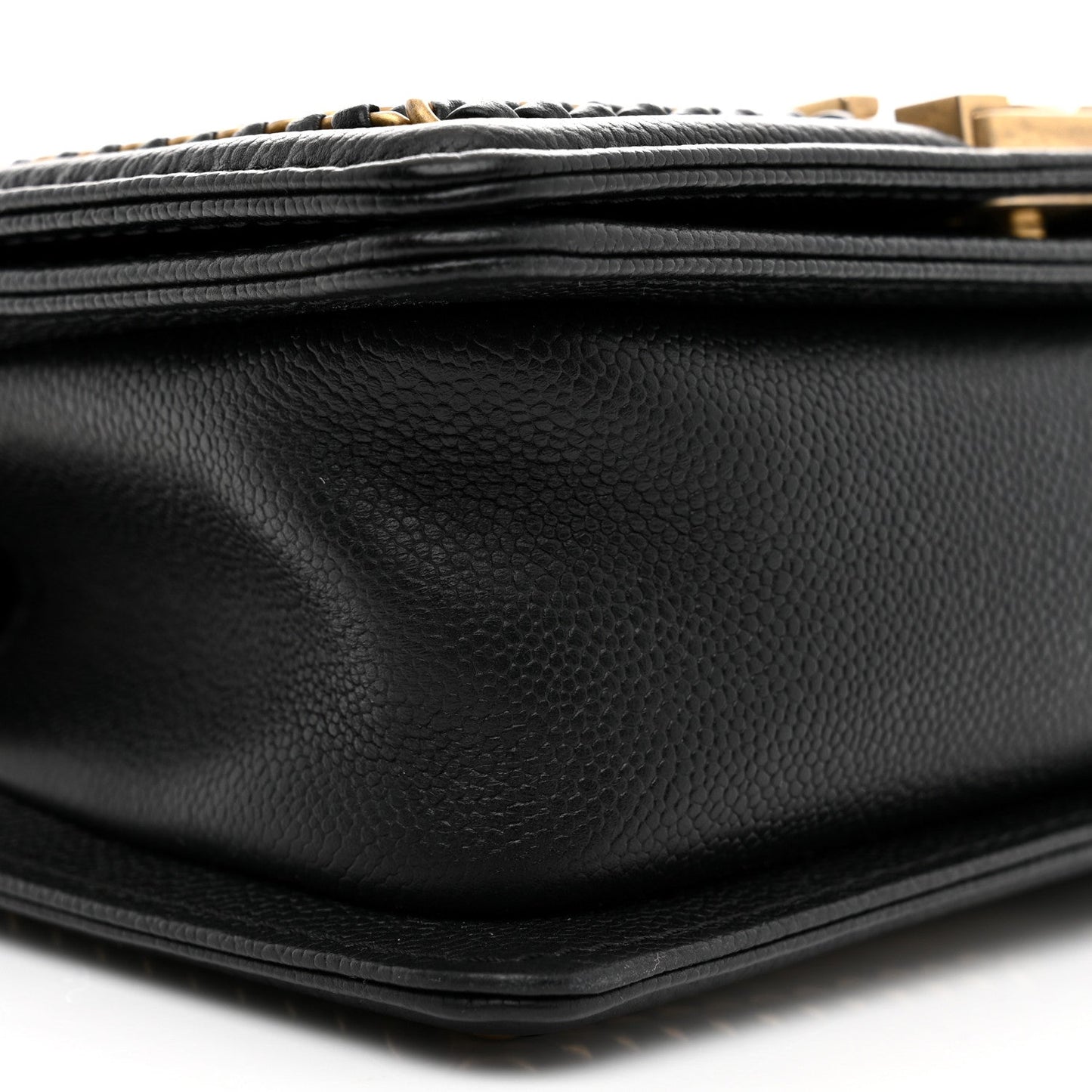 Caviar Quilted Small Chain Around Boy Flap Black