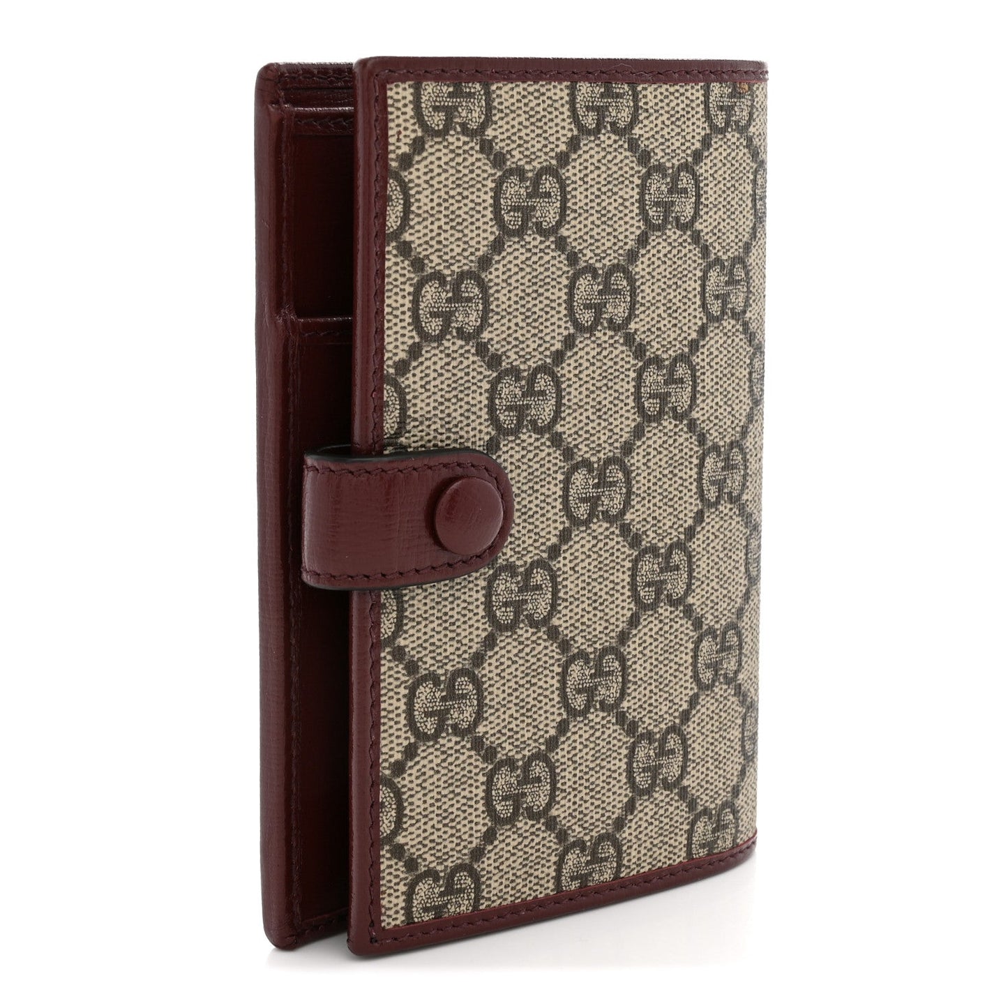 GG Supreme Monogram Azalea Calfskin Retro Interlocking G Passport Case Beige Red
