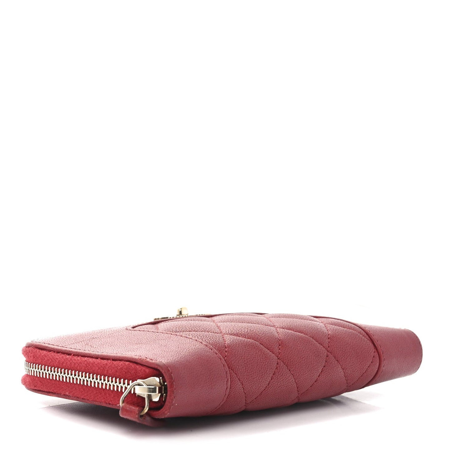 Sheepskin Quilted Medium Mademoiselle Vintage Zip Around Wallet Red