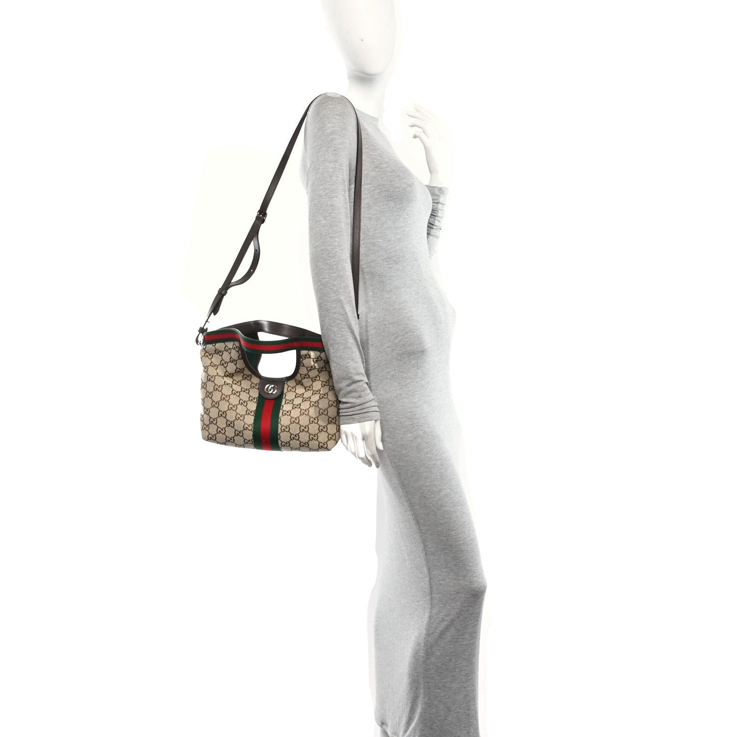 Monogram Web Small Giglio Tote Beige Dark Brown
