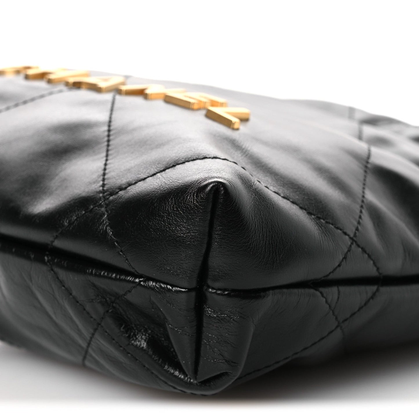Shiny Calfskin Quilted Mini Chanel 22 Black