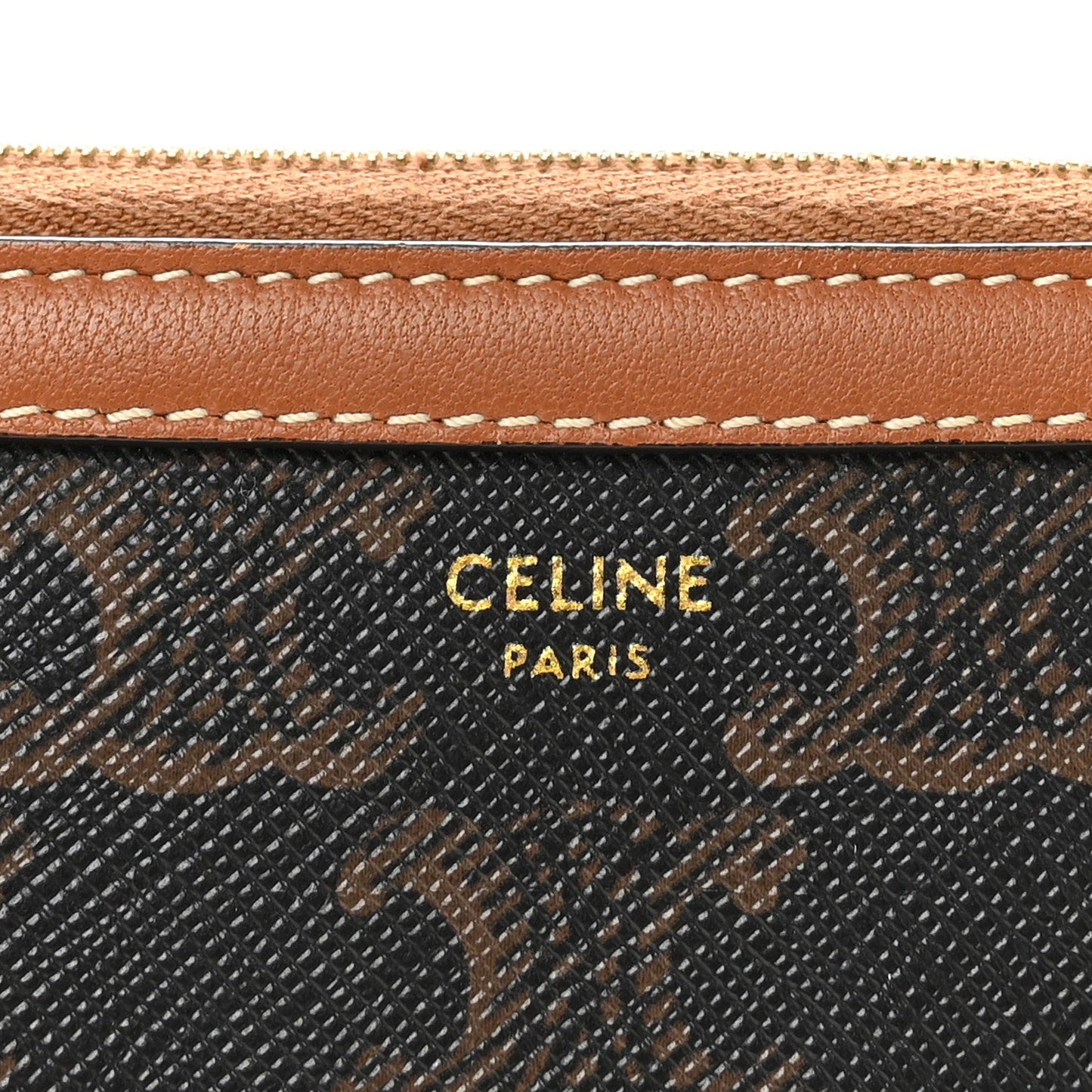 Triomphe Canvas Lambskin Clutch On Chain Tan