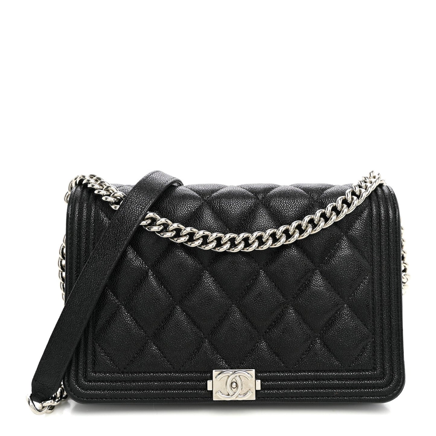 Caviar Quilted Boy Wallet On Chain WOC Black
