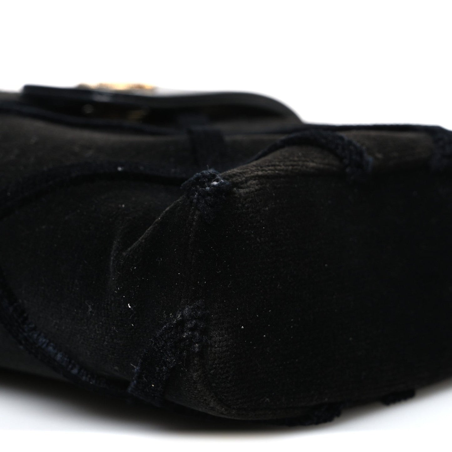 Velvet Quilted Small Clutch With Chain  Black