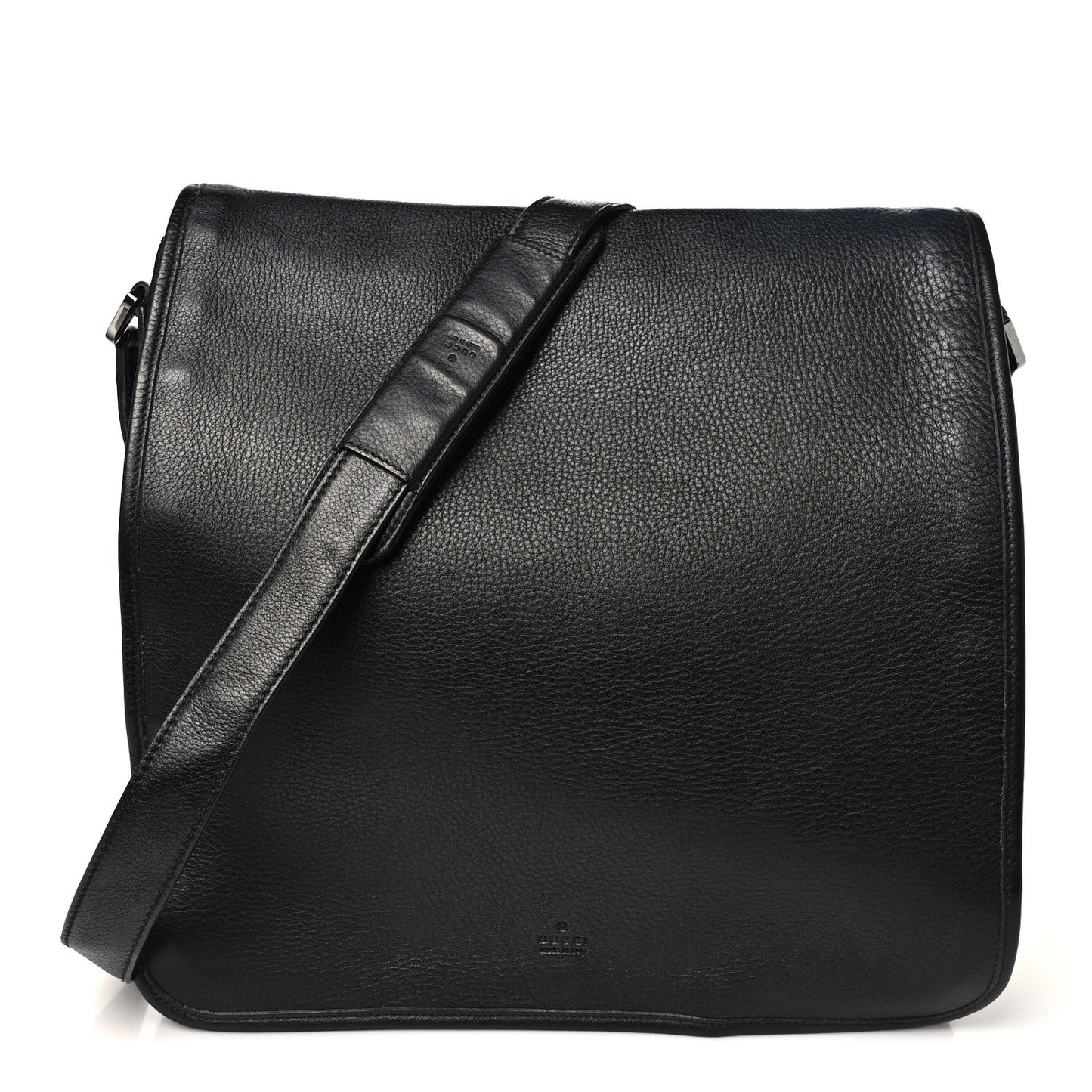 Calfskin Large Flap Messenger Bag  Black