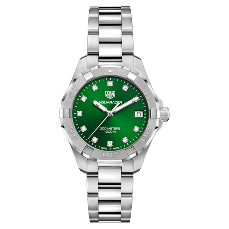 Tag Heuer Aquaracer Diamonds Emerald Green Dial Watch for Women - WBD1316.BA0740