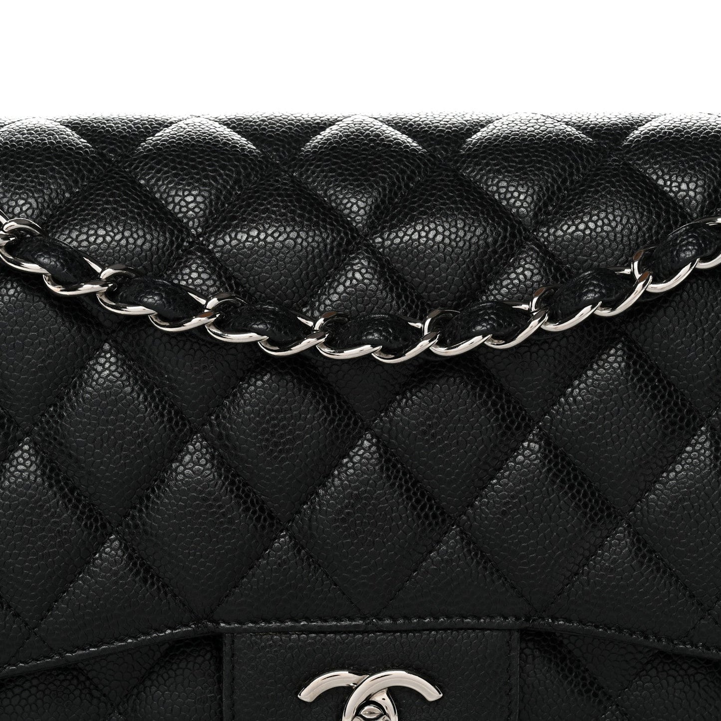 Caviar Quilted Jumbo Double Flap Black