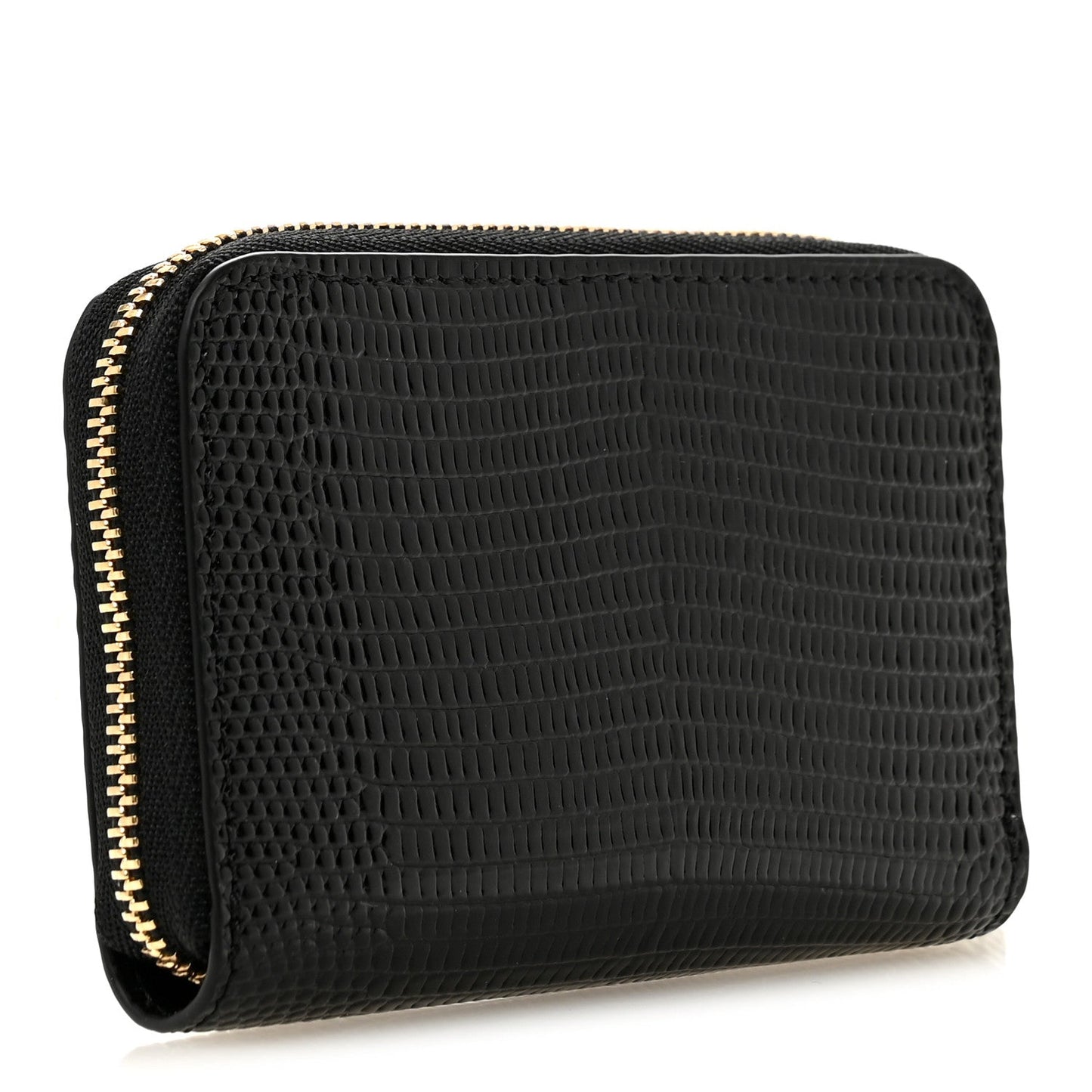 Calfskin Lizard Embossed Crococo Coin Purse Black