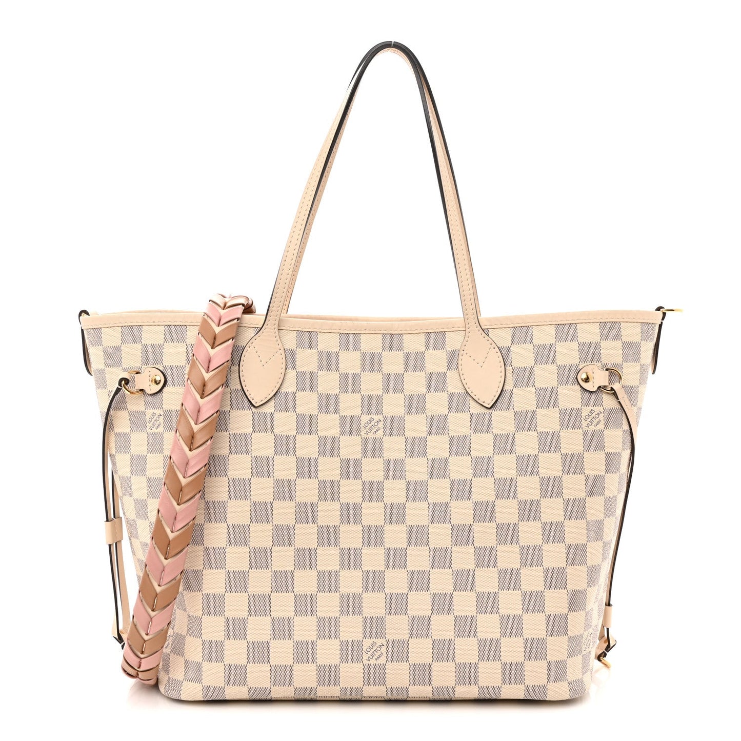 Damier Azur Braided Neverfull MM Pink