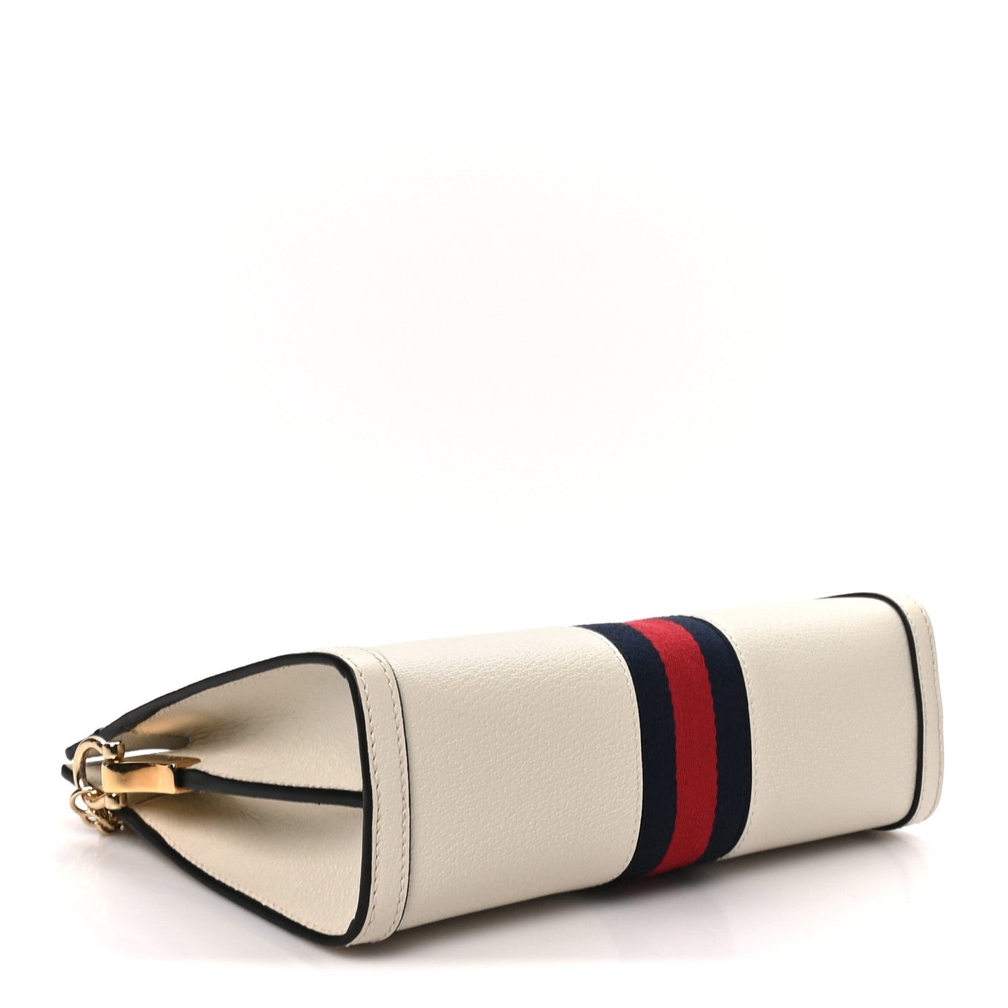 Textured Calfskin Web Small Ophidia Chain Shoulder Bag Mystic White
