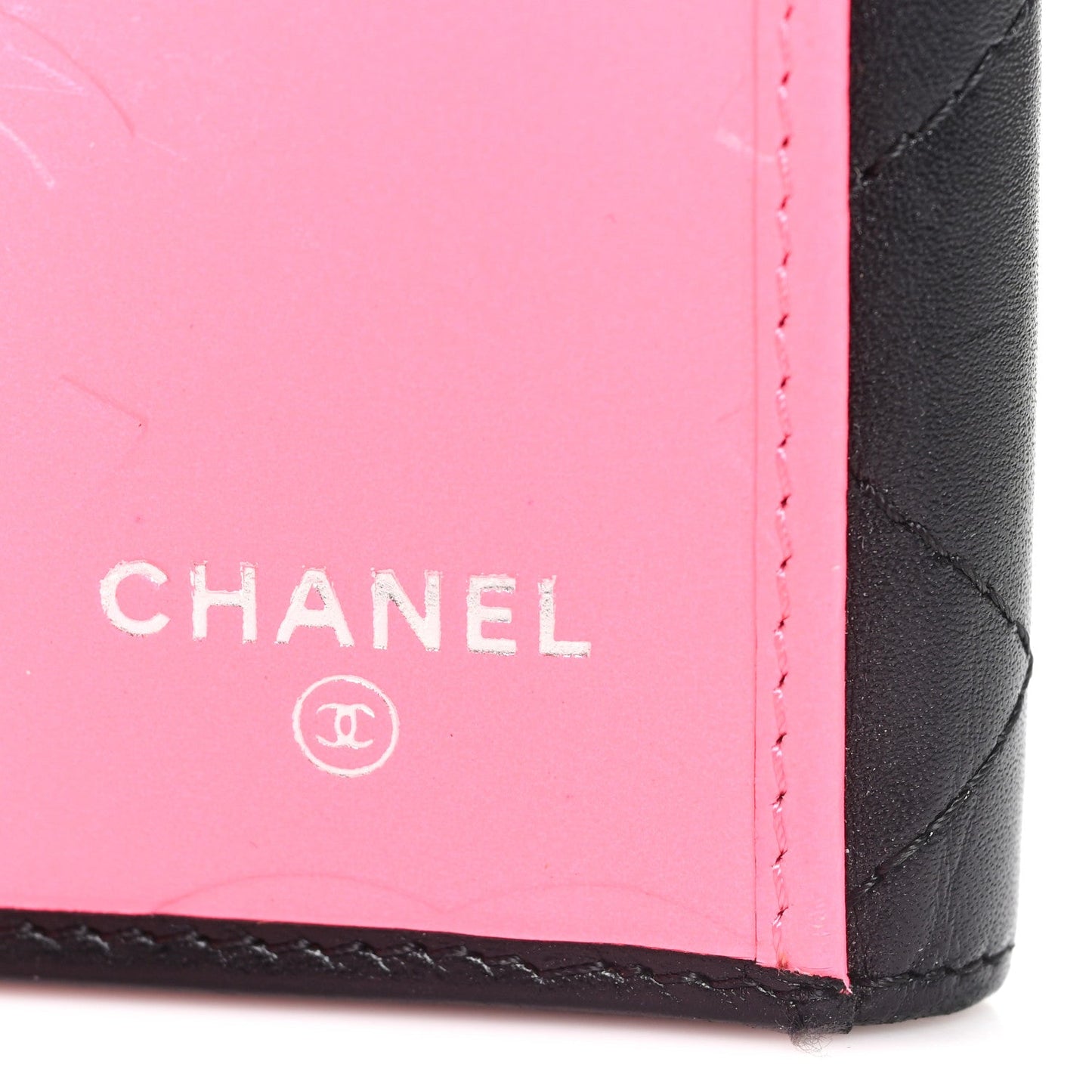 Calfskin Quilted Cambon Tri-Fold Wallet Black Black