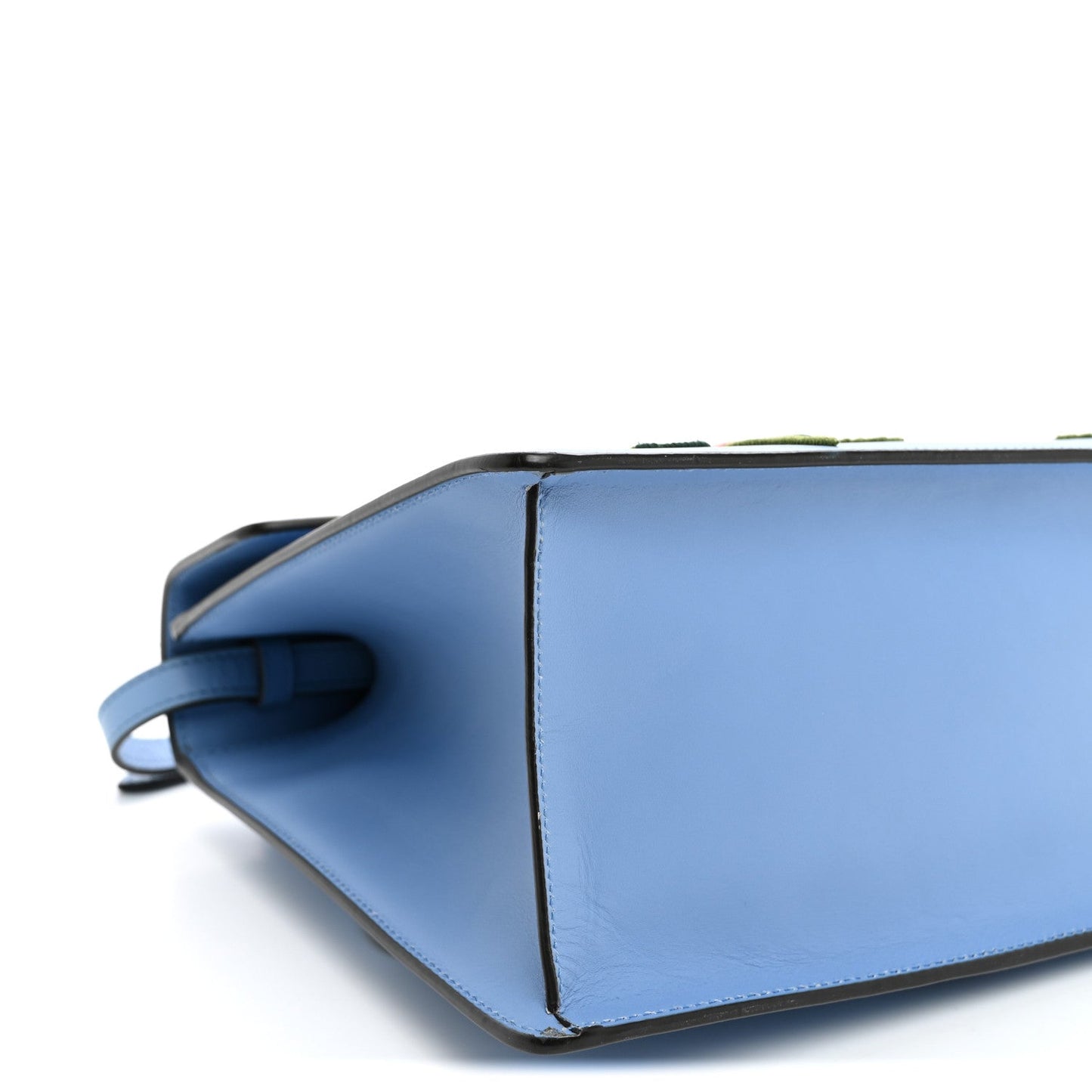 Calfskin Embroidered Medium Sylvie Top Handle Bag Clear Sky Blue