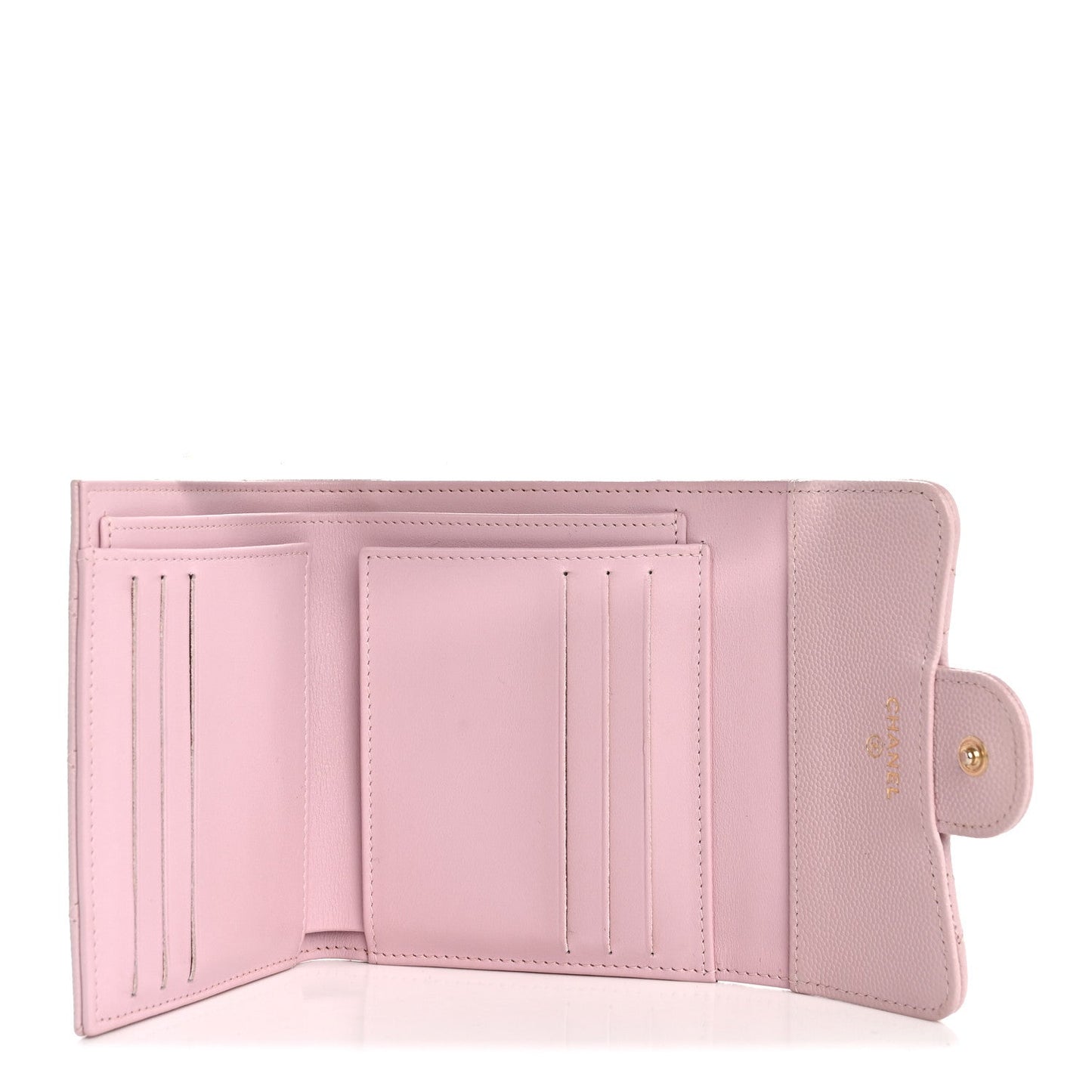 Caviar Quilted Compact Flap Wallet Light Pink