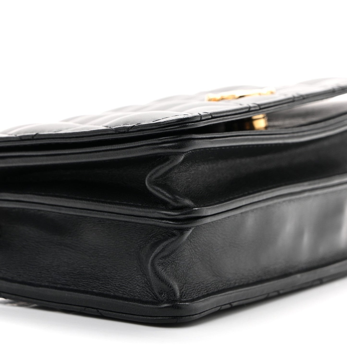 Lambskin Resin Quilted Mini Wallet On Chain WOC Black
