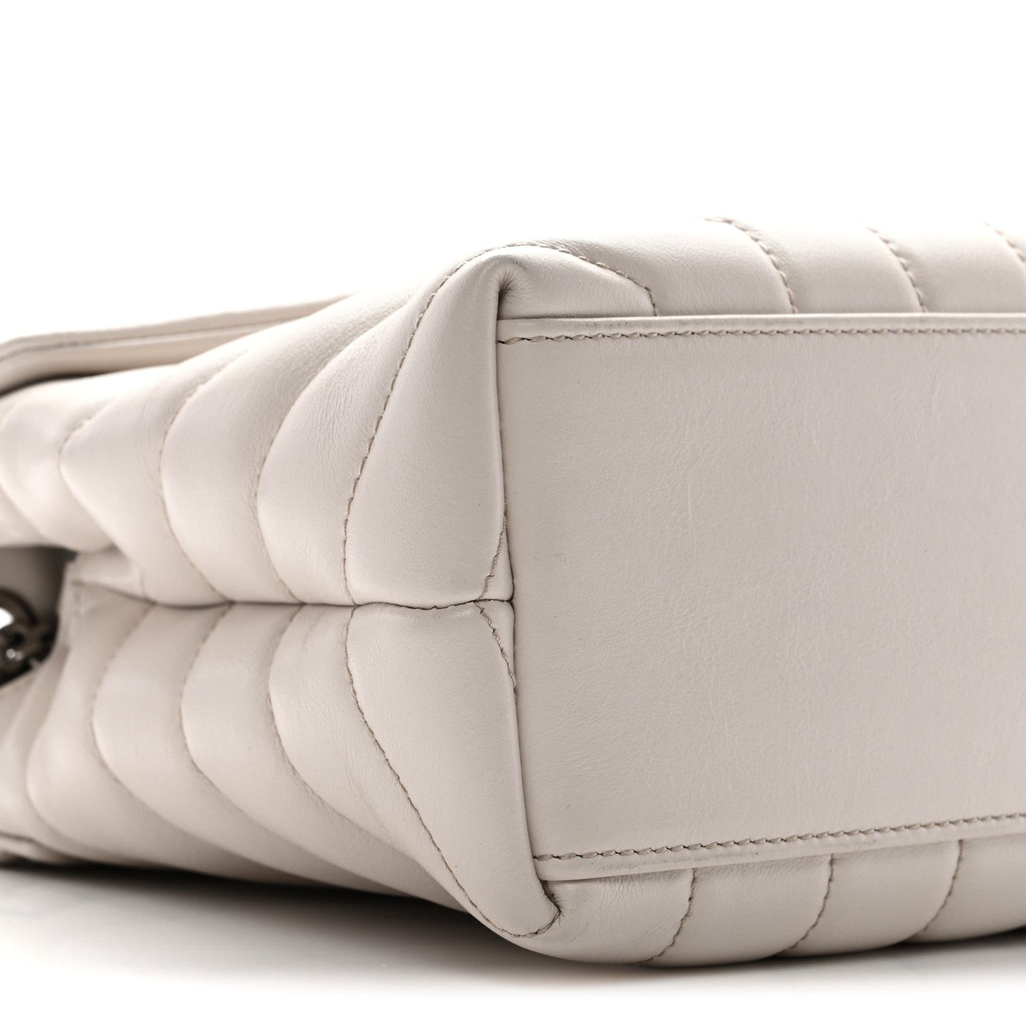 Calfskin Y Quilted Monogram Small Loulou Chain Satchel Ivory