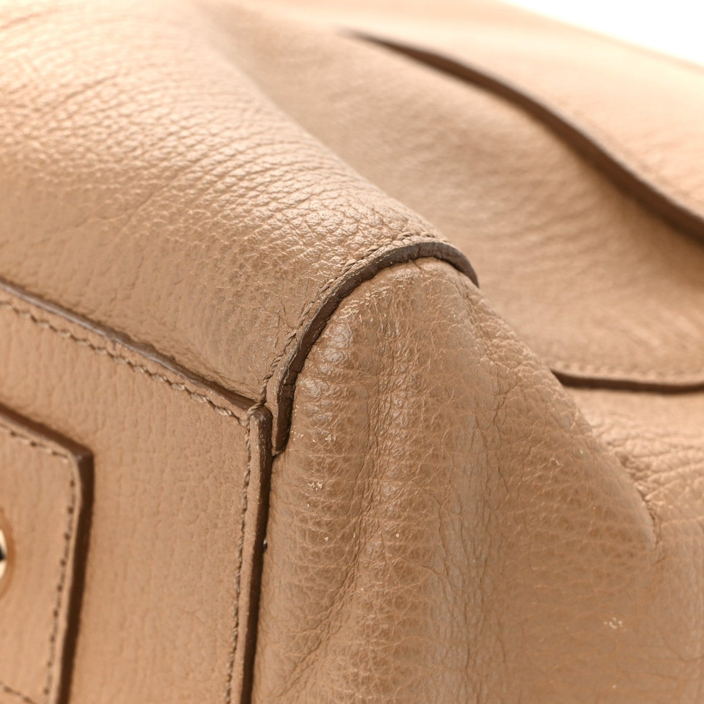Glossy Goatskin Medium Del Rey Satchel Fudge