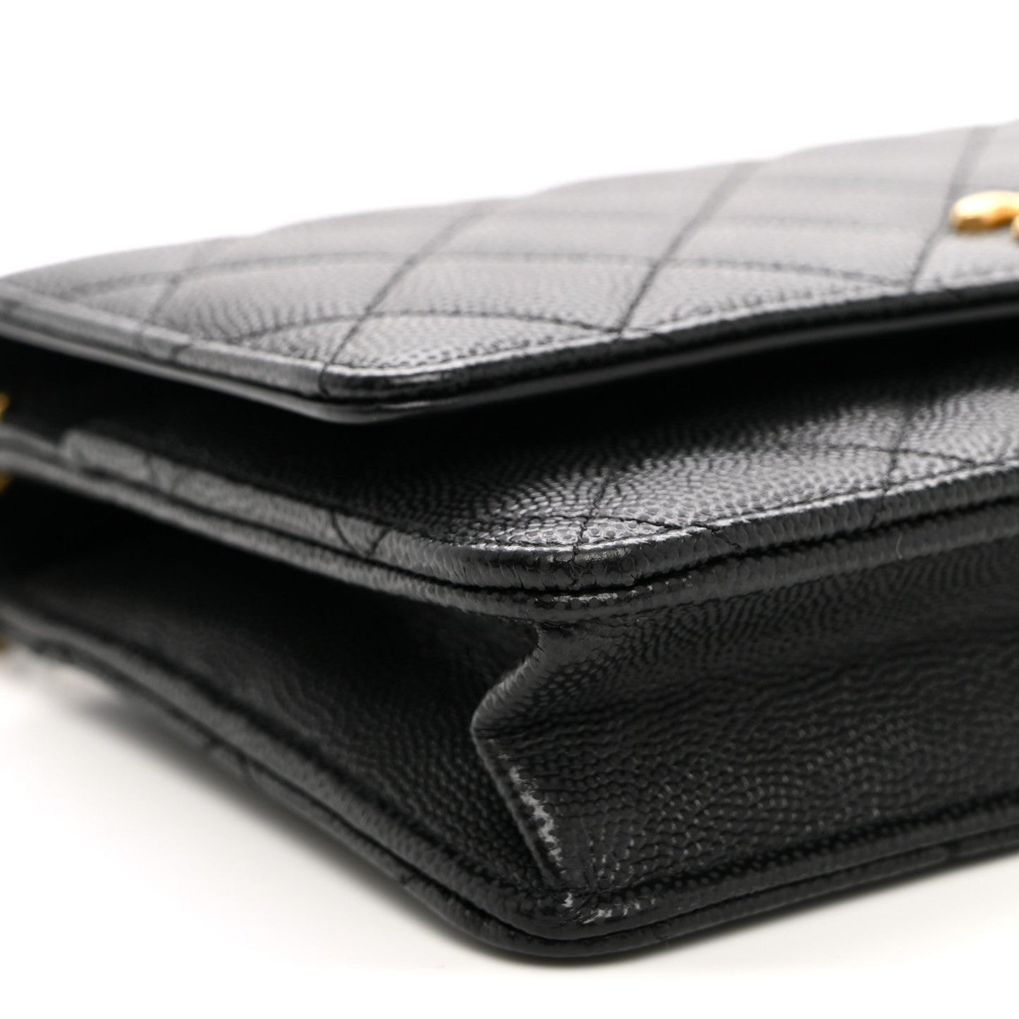 Caviar Quilted Coco Stamps Wallet On Chain WOC Black