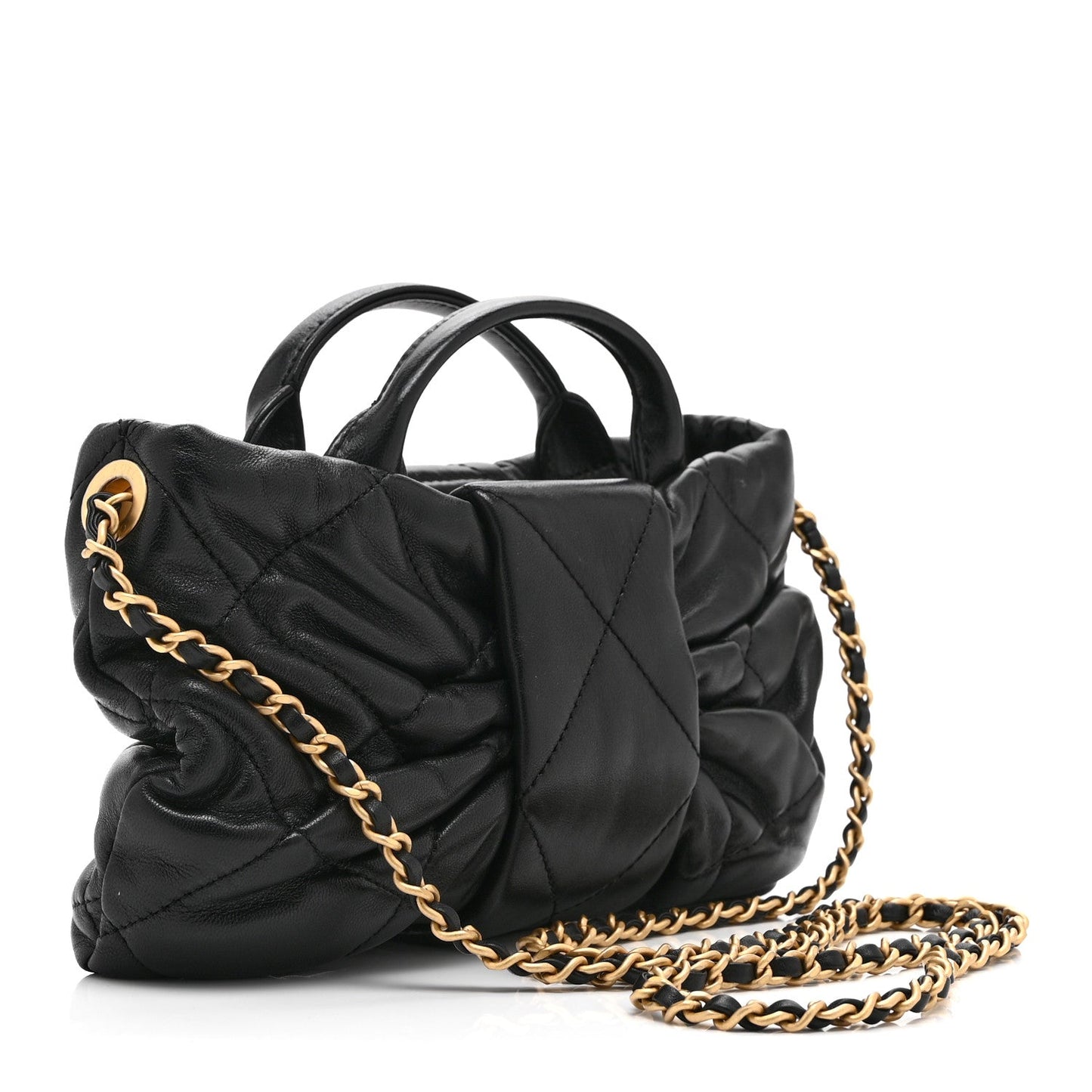 Lambskin Quilted Mini Bow Bag Black