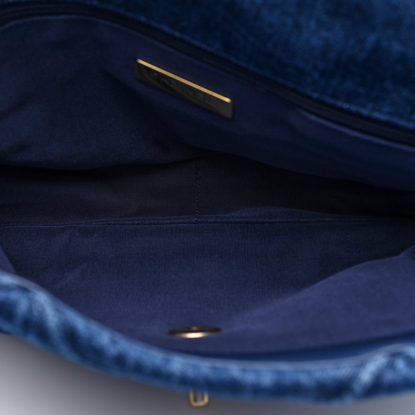 Denim Quilted Large Chanel 19 Flap Blue