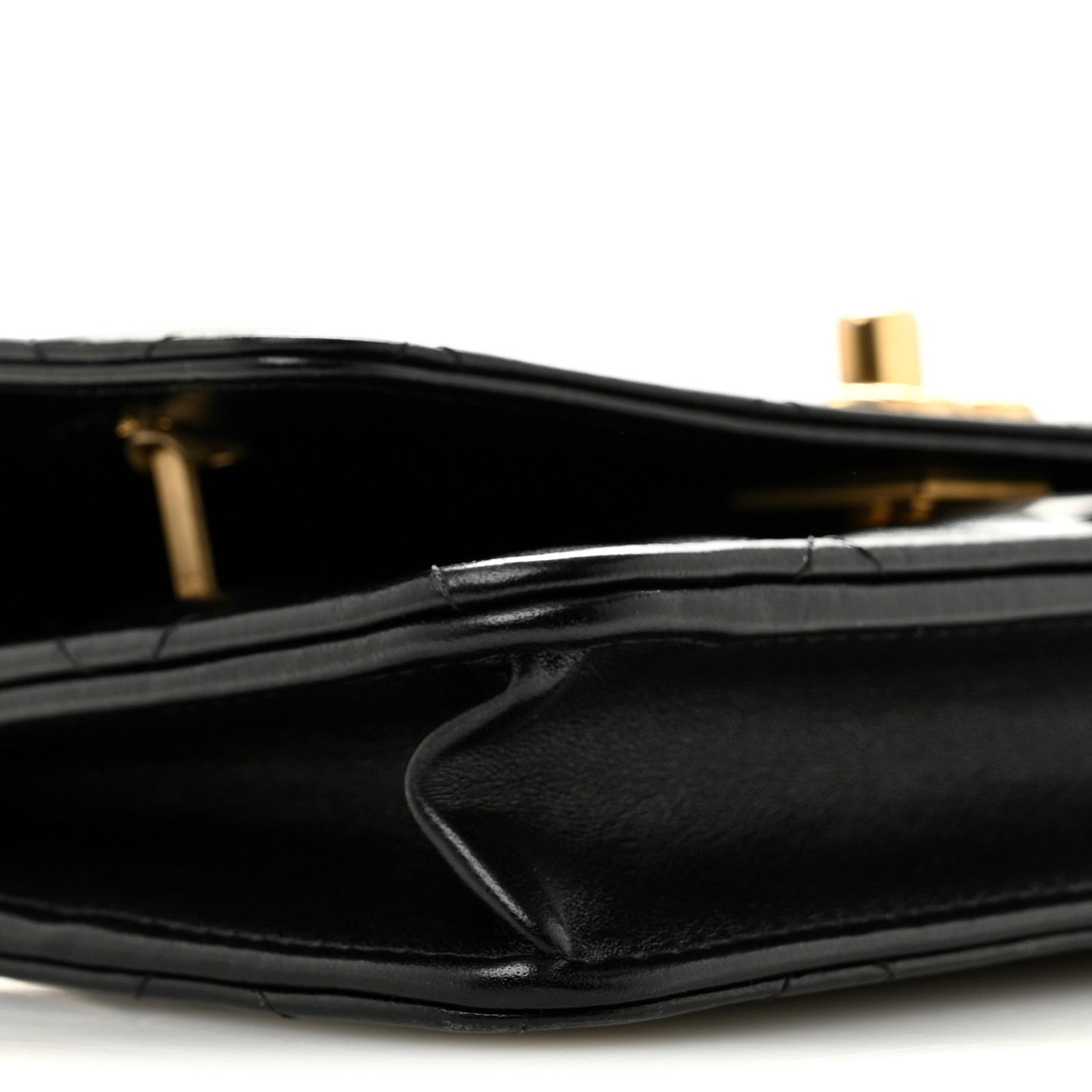 Lambskin Quilted Logo WOC Wallet On Chain Black