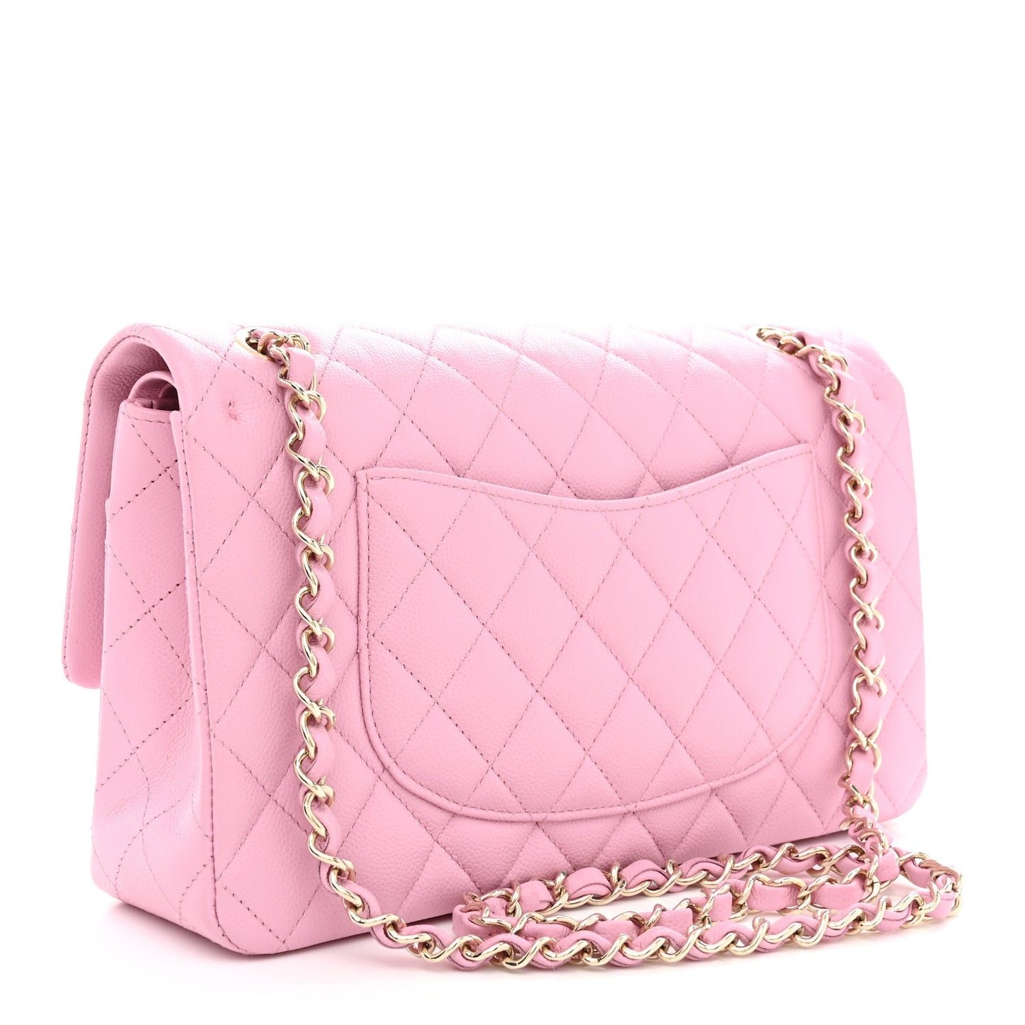 Caviar Quilted Medium Double Flap Light Pink