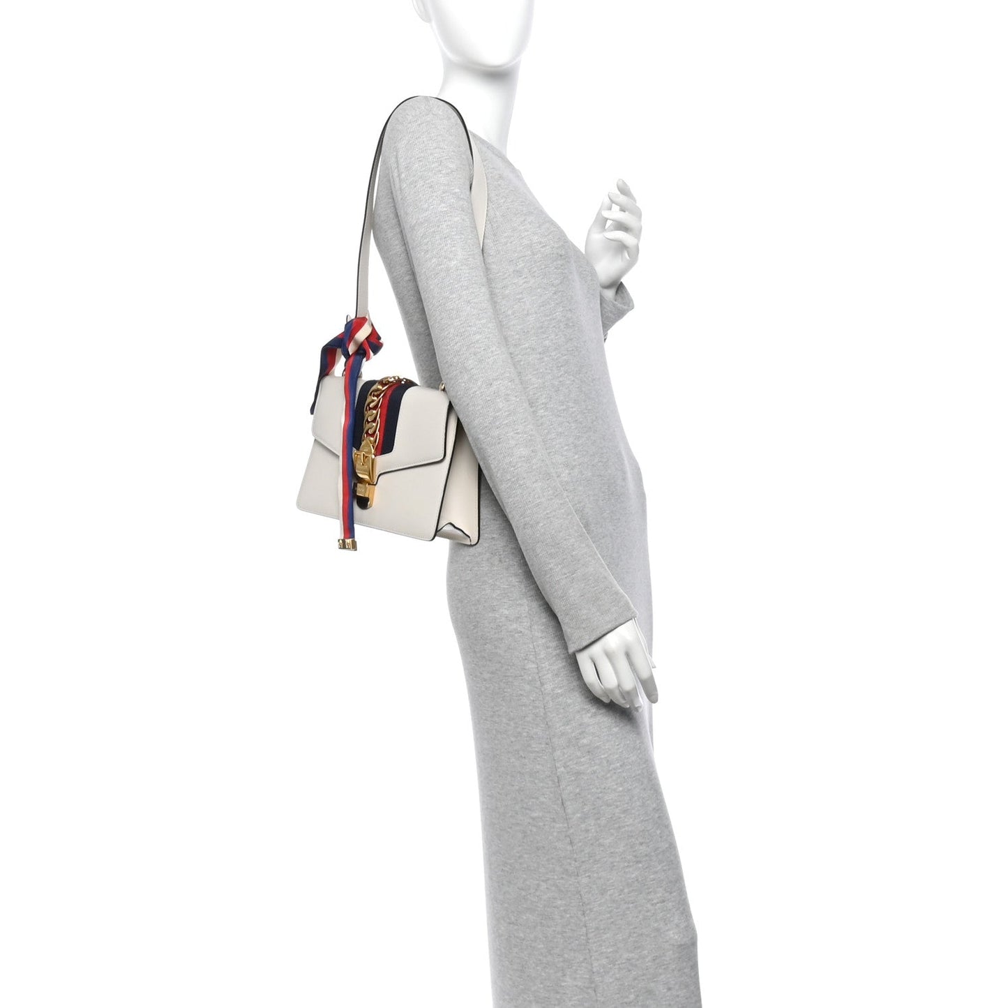 Calfskin Small Sylvie Shoulder Bag Off White