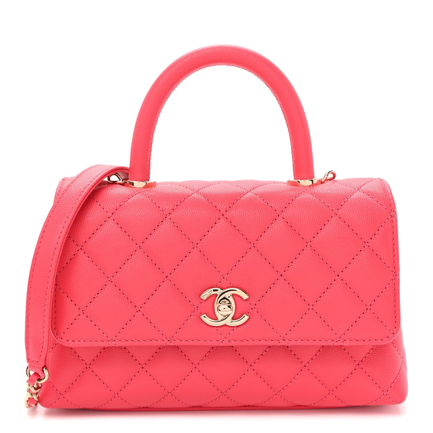 Caviar Quilted Mini Coco Handle Flap Pink